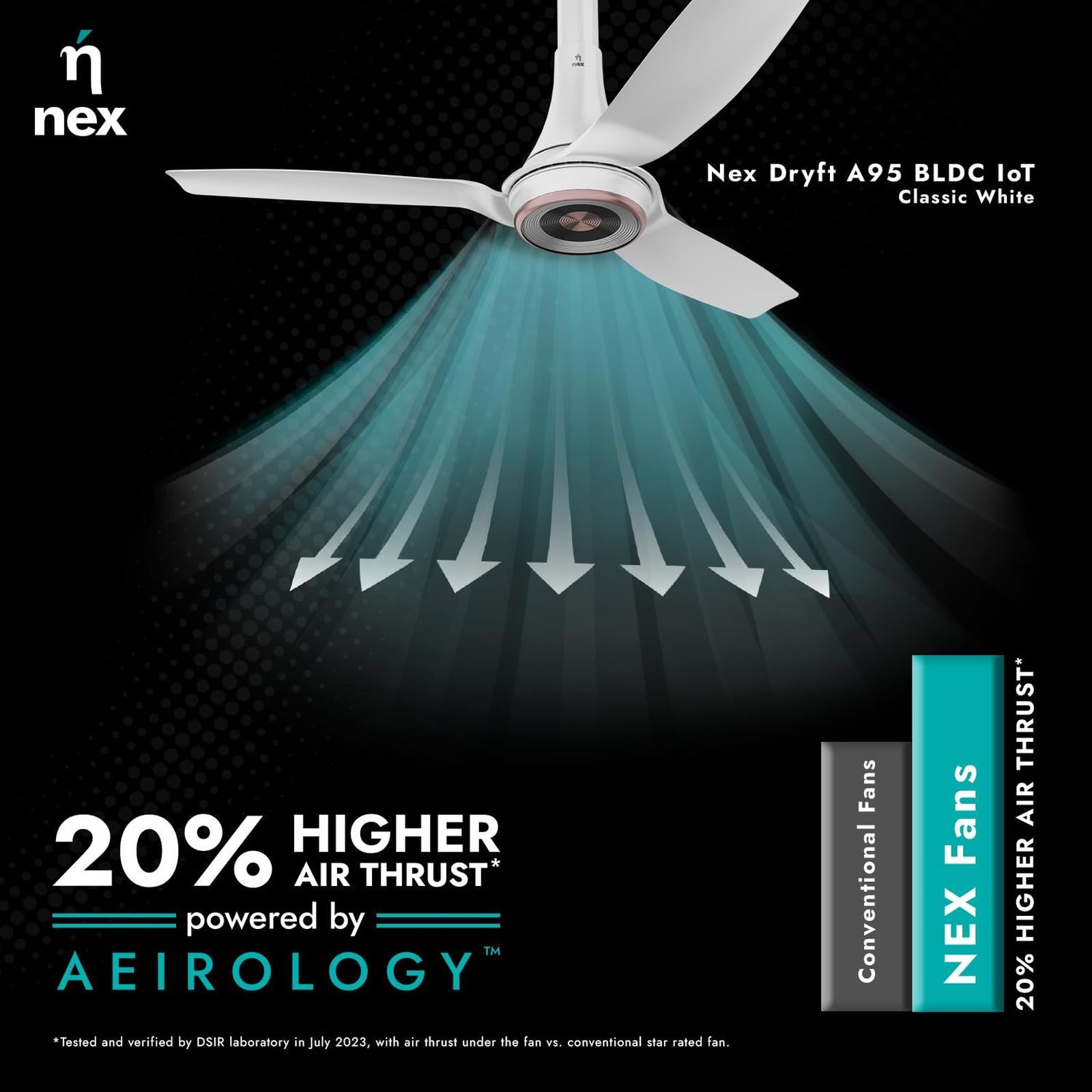 nex Dryft A95 5 Star 1200mm 3 Blade BLDC Motor Smart Ceiling Fan with Remote (Alexa & Google Assistant, Classic White)_10