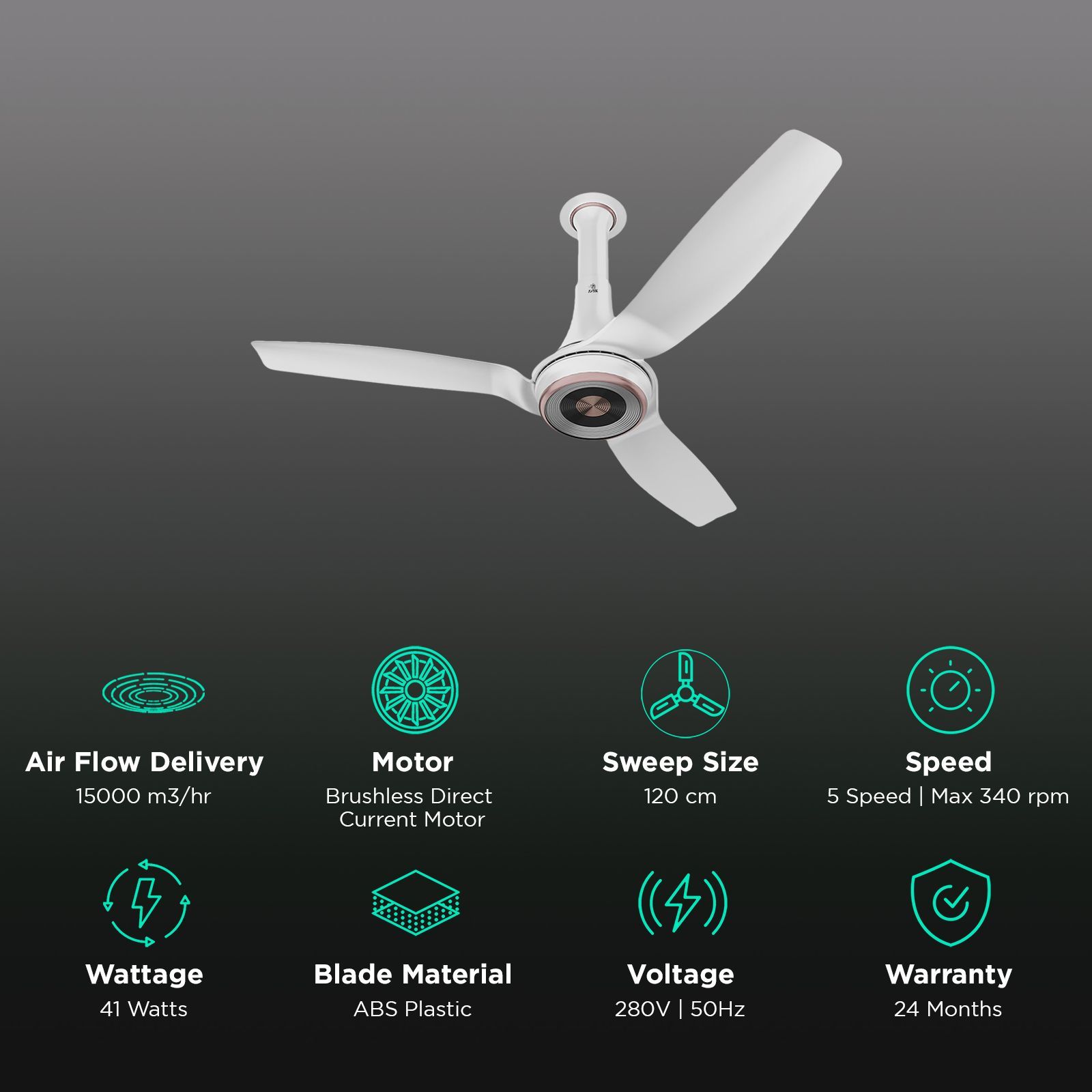 nex Dryft A95 5 Star 1200mm 3 Blade BLDC Motor Smart Ceiling Fan with Remote (Alexa & Google Assistant, Classic White)_3