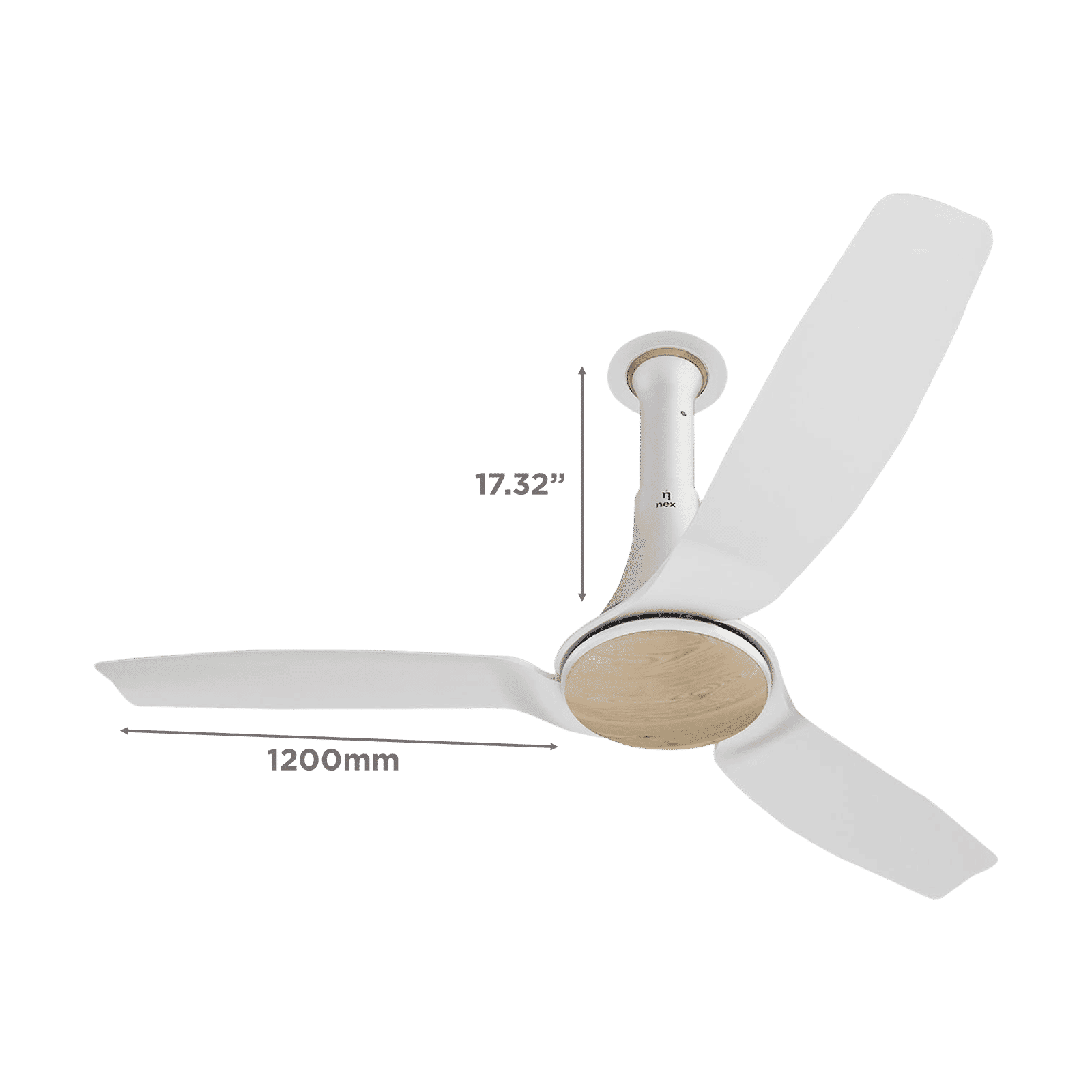 nex Dryft A90 5 Star 1200mm 3 Blade BLDC Motor Ceiling Fan with Remote (Dust Resistant, Classic White)_2