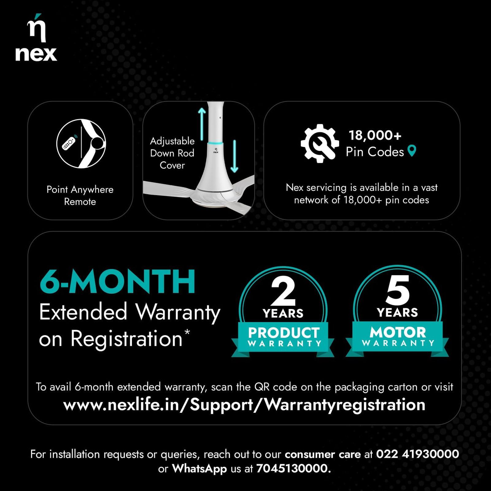 nex Dryft A90 5 Star 1200mm 3 Blade BLDC Motor Ceiling Fan with Remote (Dust Resistant, Classic White)_6