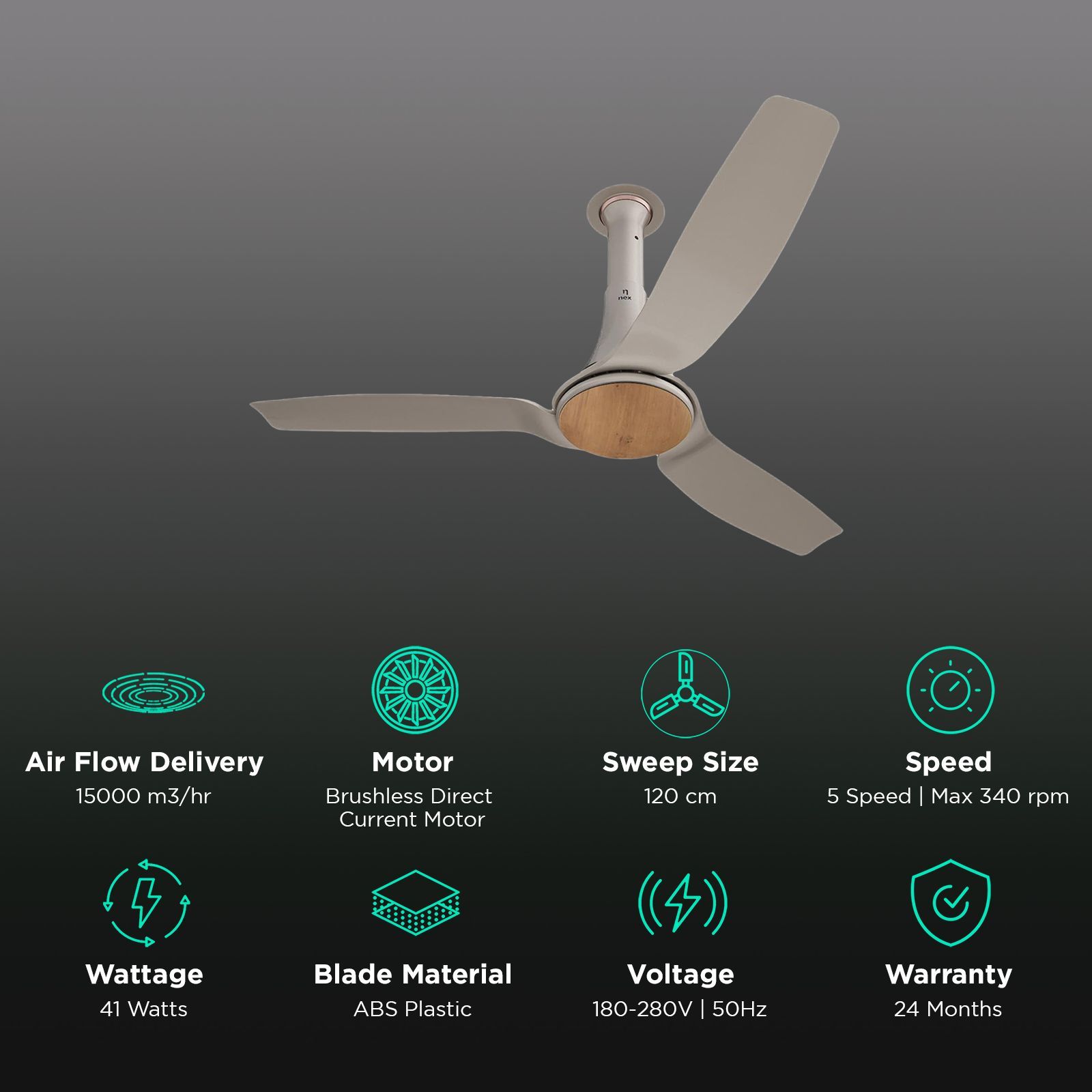 nex Dryft A90 5 Star 1200mm 3 Blade BLDC Motor Ceiling Fan with Remote (Dust Resistant, Chestnut Brown) nex Dryft A90 5 Star 1200mm 3 Blade BLDC Motor Ceiling Fan with Remote (Dust Resistant, Chestnut Brown)_3