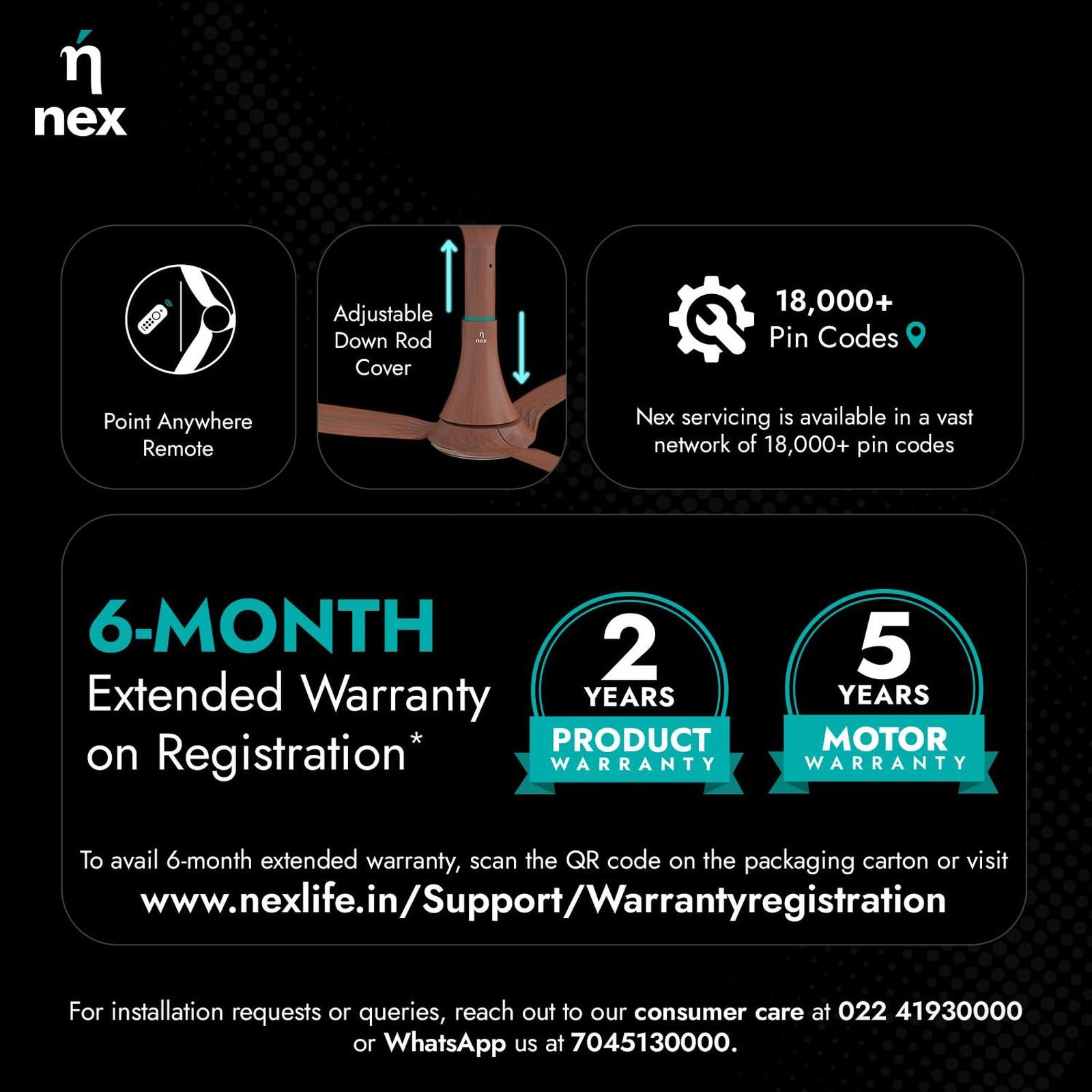 nex Dryft A90 5 Star 1200mm 3 Blade BLDC Motor Ceiling Fan with Remote (Dust Resistant, Walnut)_8