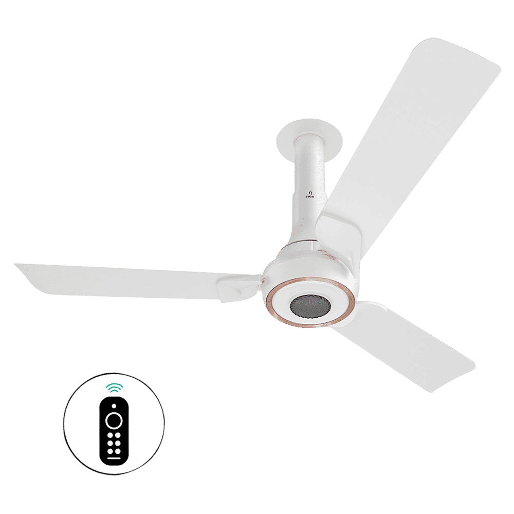 nex Glyde A70 5 Star 1200mm 3 Blade BLDC Motor Ceiling Fan with Remote (Dust Resistant, Cotton White)_1