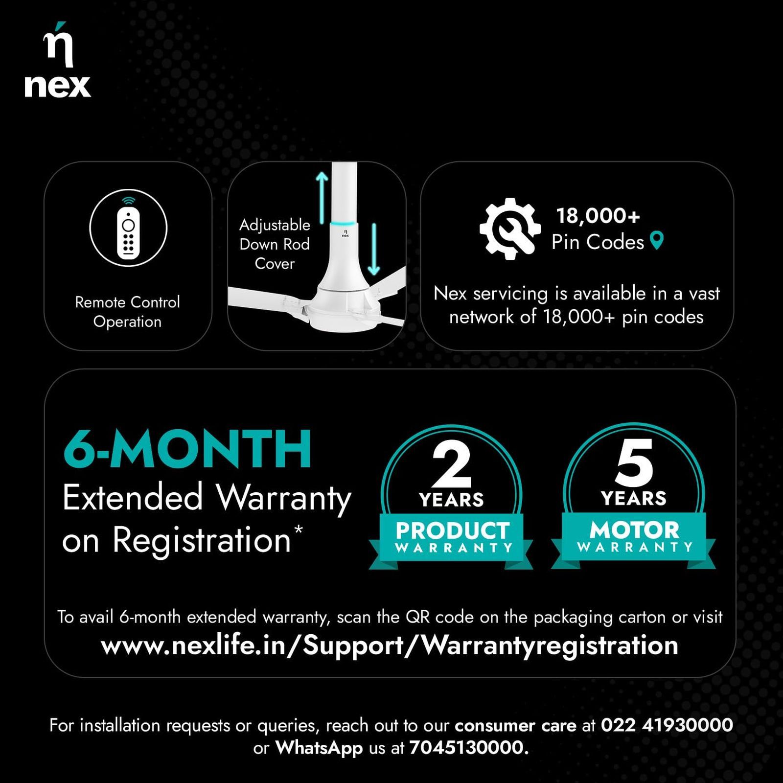 nex Glyde A70 5 Star 1200mm 3 Blade BLDC Motor Ceiling Fan with Remote (Dust Resistant, Cotton White)_9