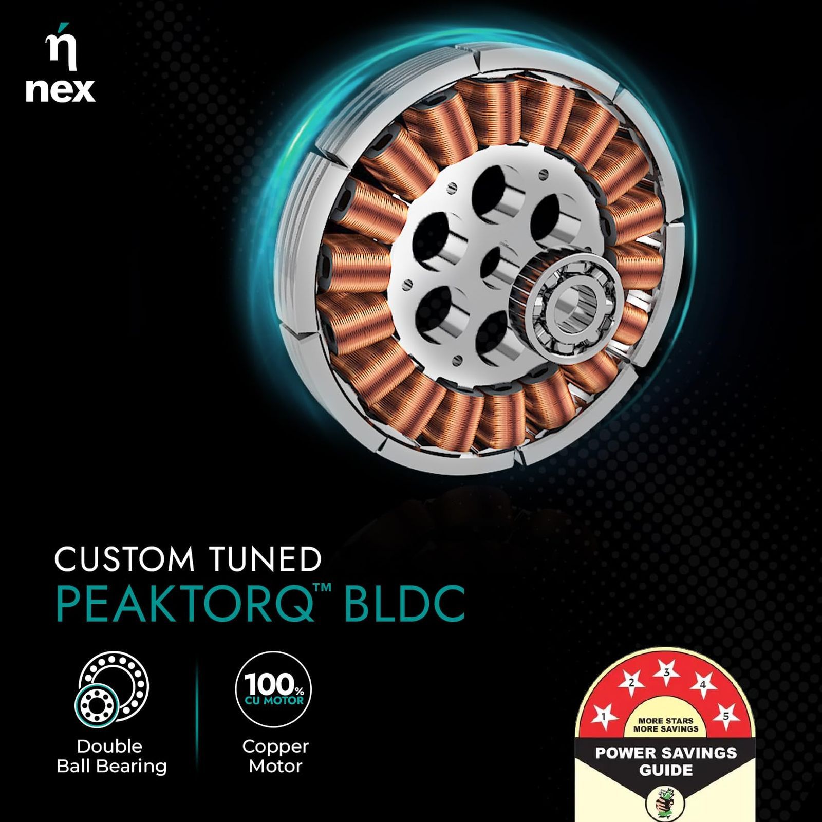 nex Glyde A70 5 Star 1200mm 3 Blade BLDC Motor Ceiling Fan with Remote (Dust Resistant, Cotton White)_10