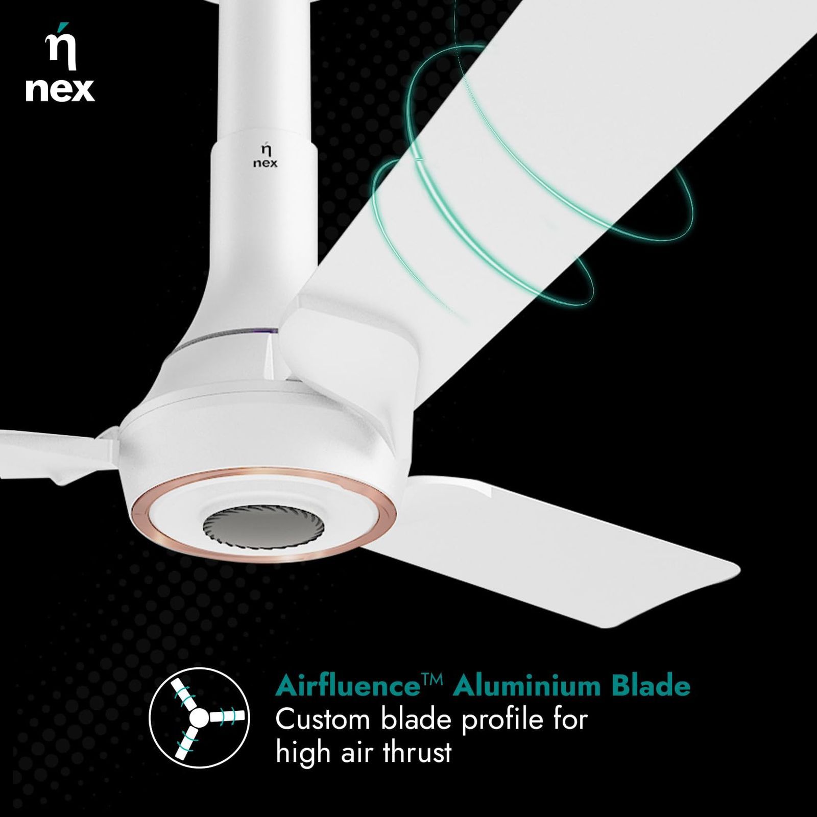 nex Glyde A70 5 Star 1200mm 3 Blade BLDC Motor Ceiling Fan with Remote (Dust Resistant, Cotton White)_11