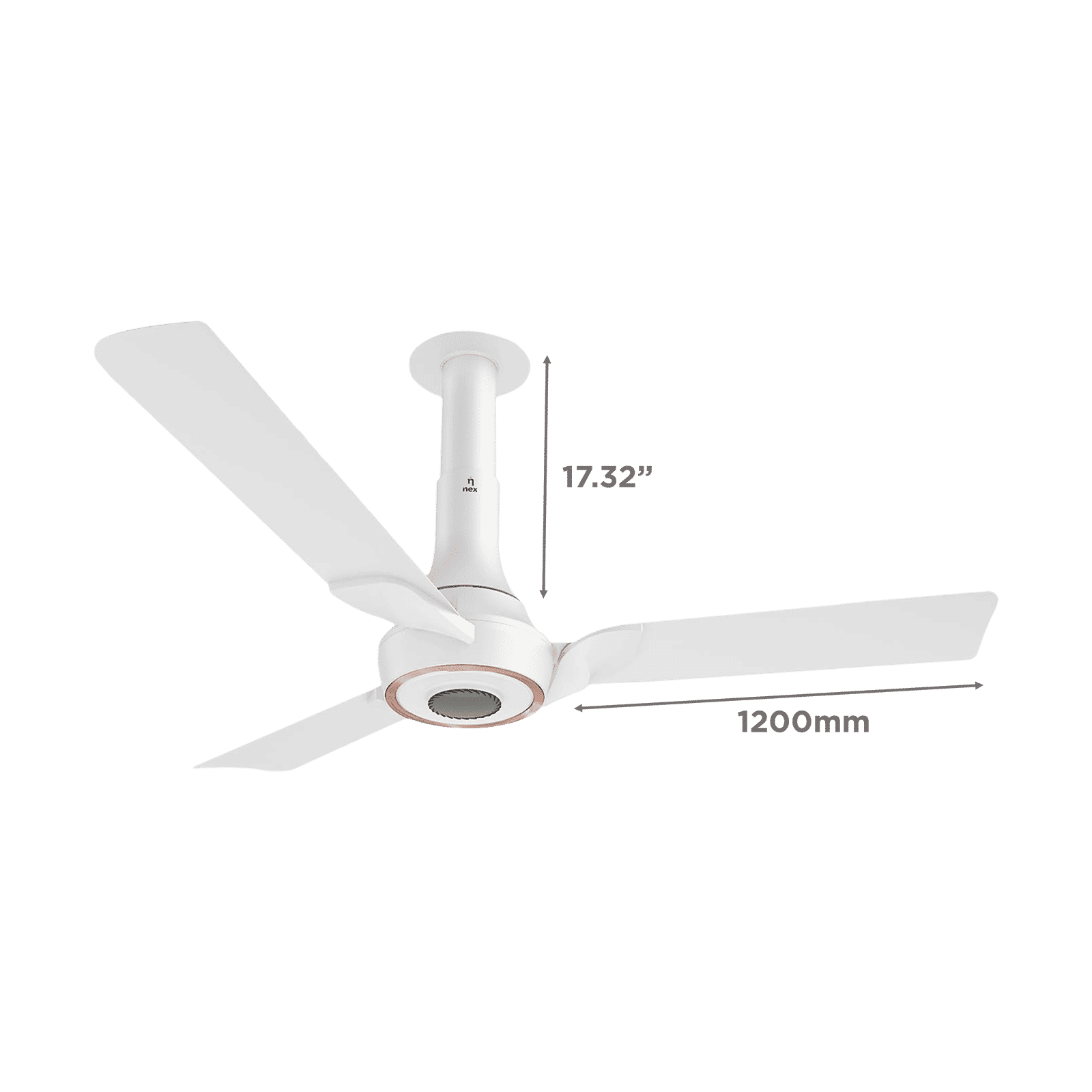 nex Glyde A70 5 Star 1200mm 3 Blade BLDC Motor Ceiling Fan with Remote (Dust Resistant, Cotton White)_2