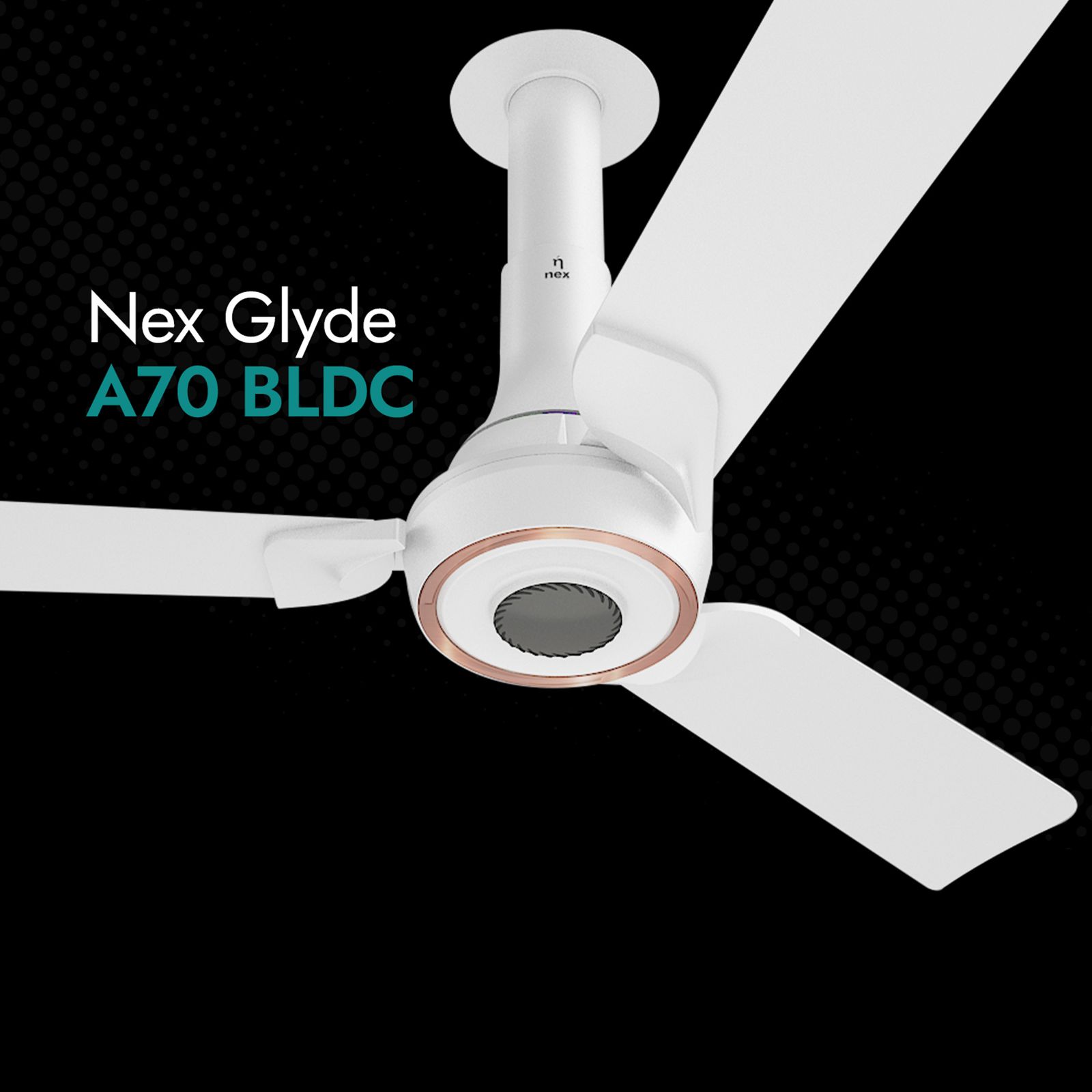 nex Glyde A70 5 Star 1200mm 3 Blade BLDC Motor Ceiling Fan with Remote (Dust Resistant, Cotton White)_6