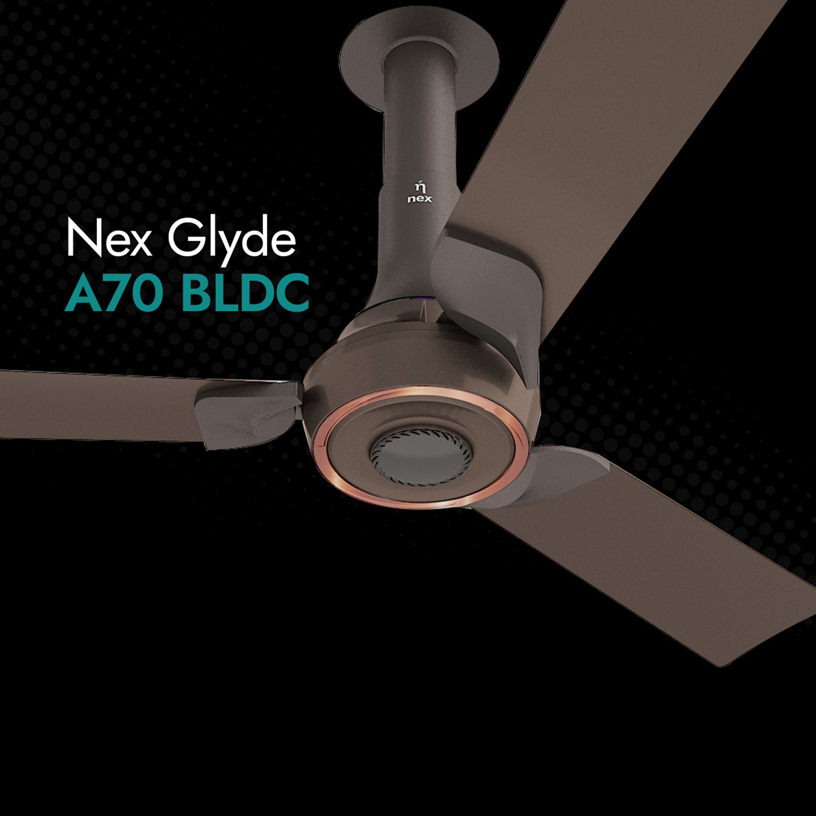 nex Glyde A70 5 Star 1200mm 3 Blade BLDC Motor Ceiling Fan with Remote (Dust Resistant, Mist Brown) nex Glyde A70 5 Star 1200mm 3 Blade BLDC Motor Ceiling Fan with Remote (Dust Resistant, Mist Brown)_7