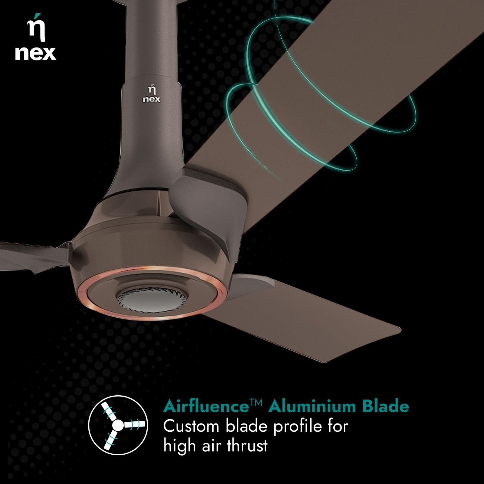nex Glyde A70 5 Star 1200mm 3 Blade BLDC Motor Ceiling Fan with Remote (Dust Resistant, Mist Brown) nex Glyde A70 5 Star 1200mm 3 Blade BLDC Motor Ceiling Fan with Remote (Dust Resistant, Mist Brown)_5
