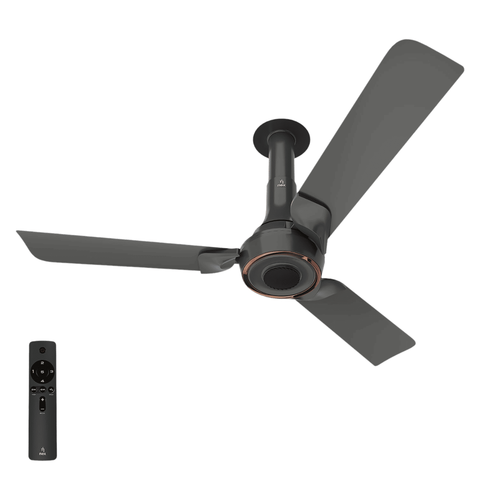 nex Glyde A70 5 Star 1200mm 3 Blade BLDC Motor Ceiling Fan with Remote (Dust Resistant, Granite Grey)_1