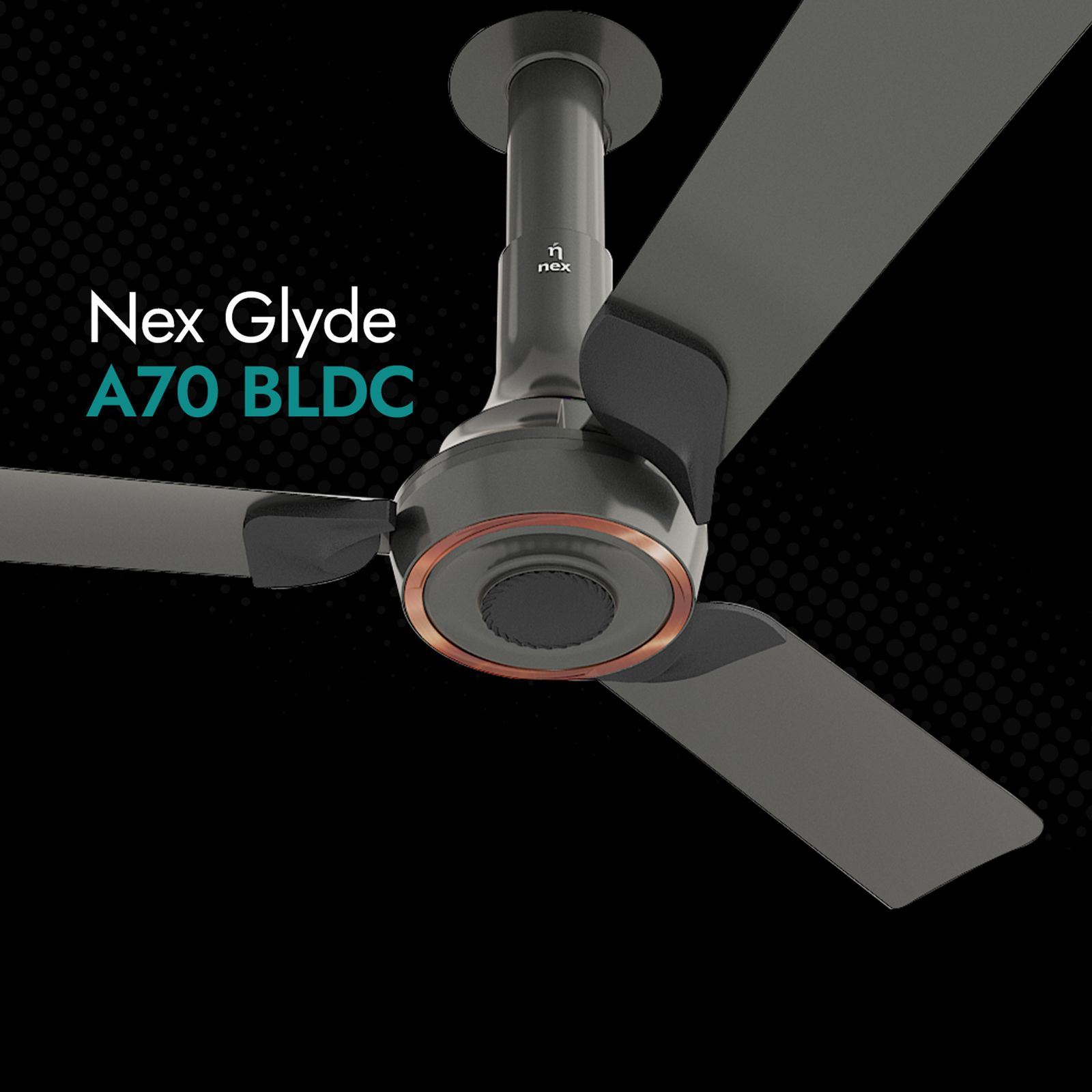 nex Glyde A70 5 Star 1200mm 3 Blade BLDC Motor Ceiling Fan with Remote (Dust Resistant, Granite Grey)_8