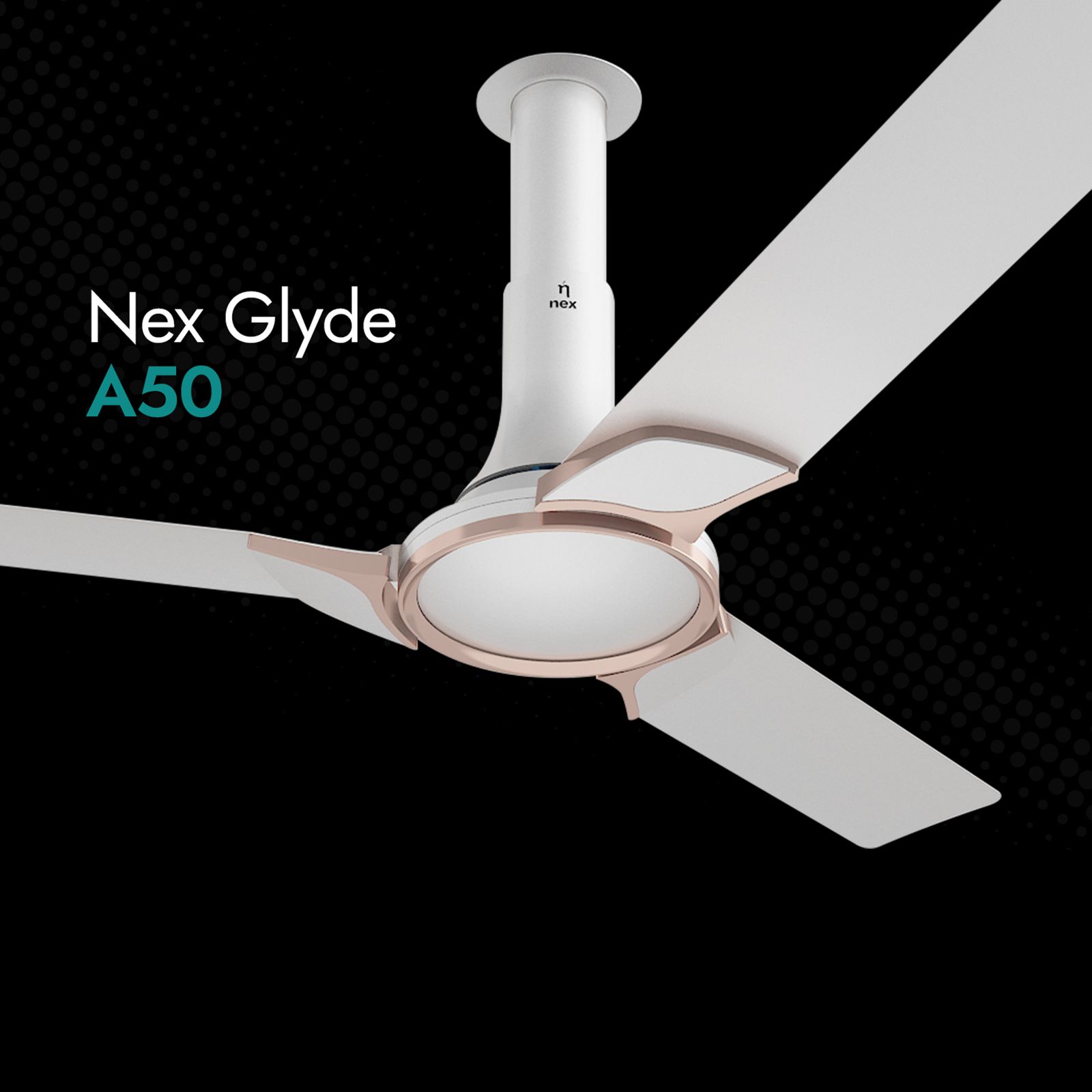 nex Glyde A50 4 Star 1200mm 3 Blade BLDC Motor Ceiling Fan (Dust Resistant, Snow White)_7