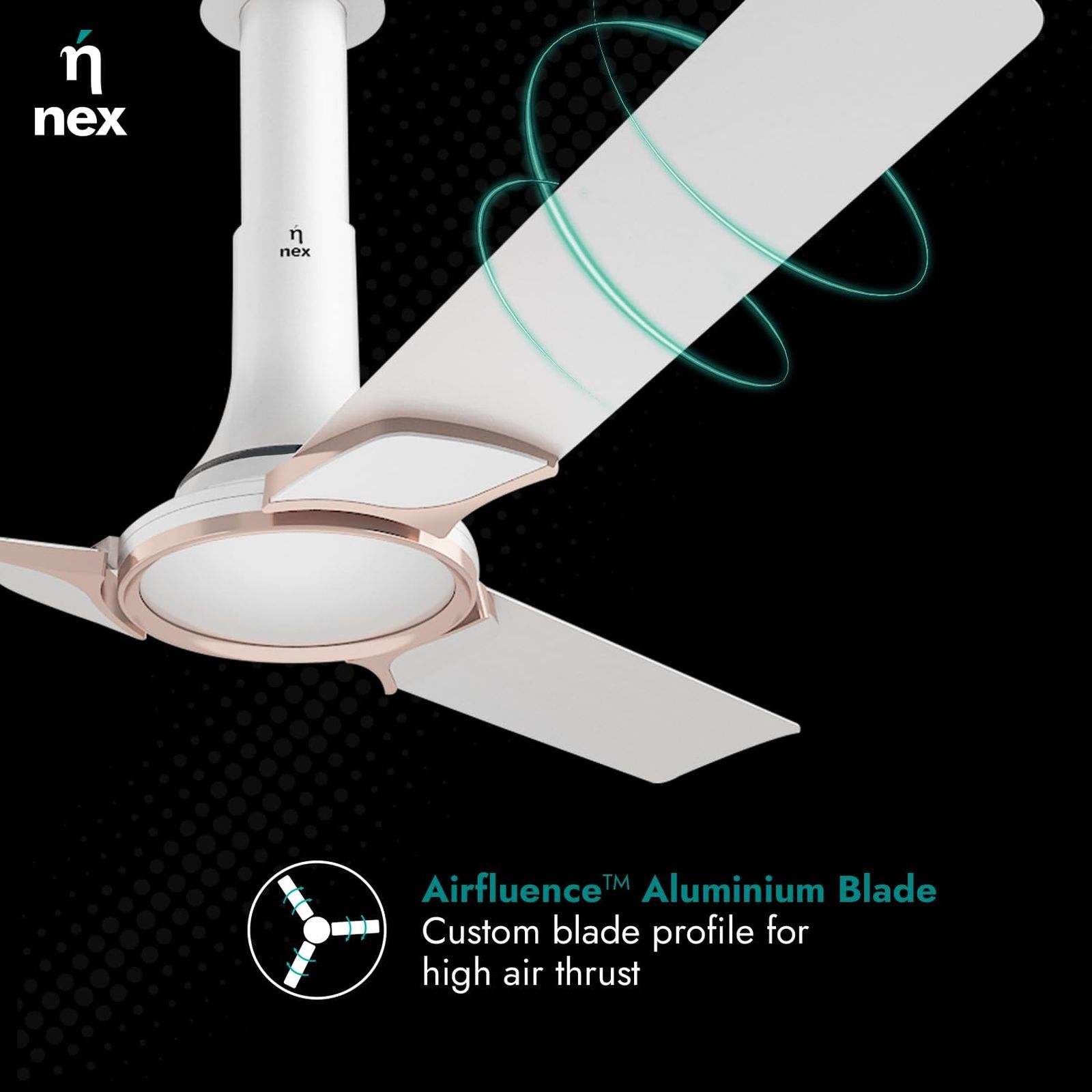 nex Glyde A50 4 Star 1200mm 3 Blade BLDC Motor Ceiling Fan (Dust Resistant, Snow White)_9