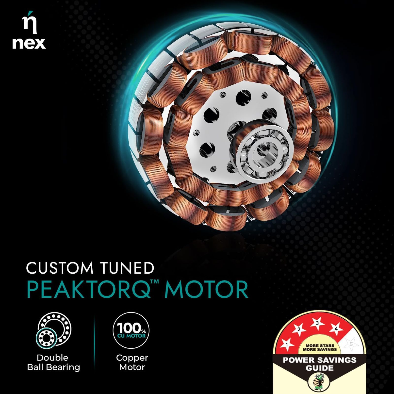 nex Glyde A50 4 Star 1200mm 3 Blade BLDC Motor Ceiling Fan (Dust Resistant, Snow White)_10