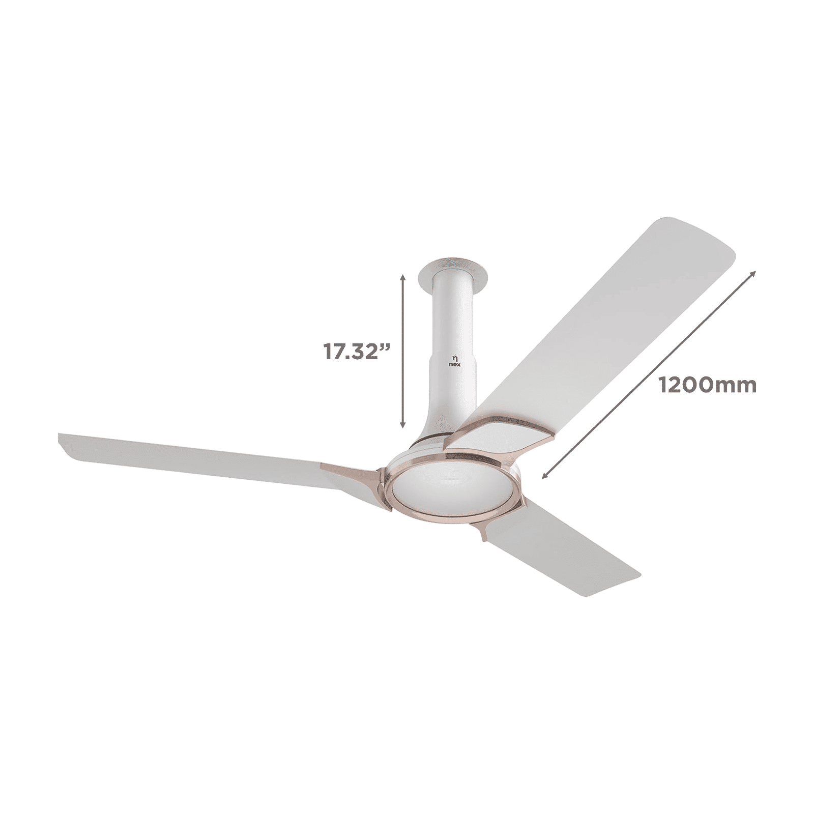 nex Glyde A50 4 Star 1200mm 3 Blade BLDC Motor Ceiling Fan (Dust Resistant, Snow White)_2