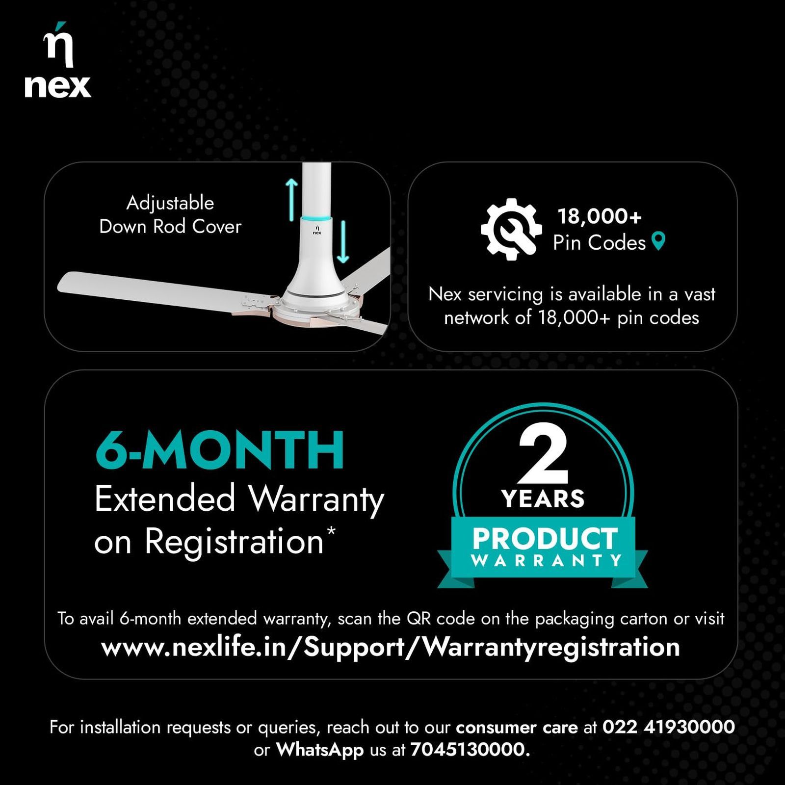 nex Glyde A50 4 Star 1200mm 3 Blade BLDC Motor Ceiling Fan (Dust Resistant, Snow White)_5