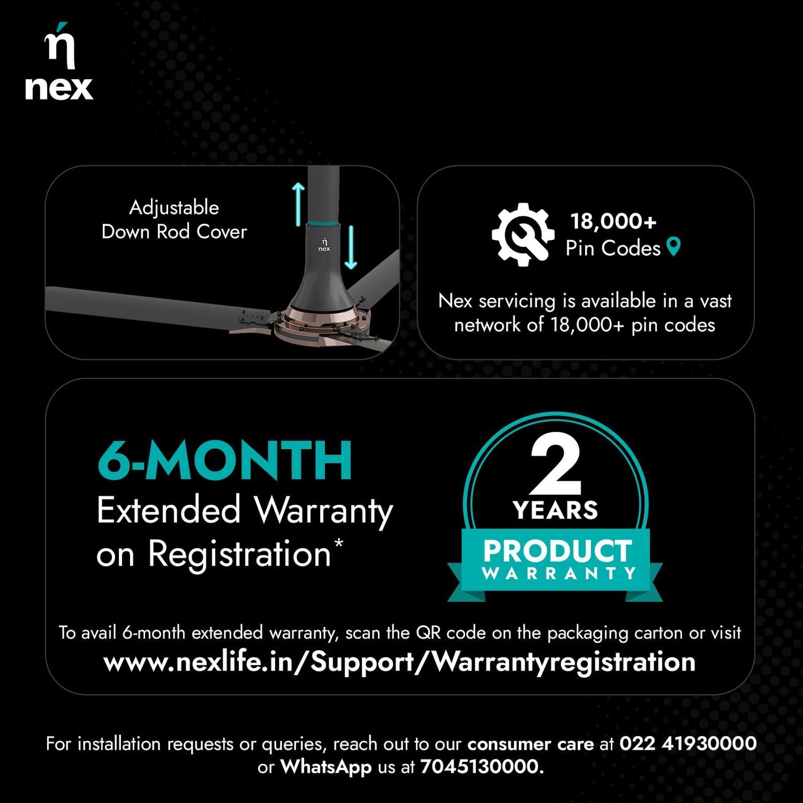 nex Glyde A50 4 Star 1200mm 3 Blade BLDC Motor Ceiling Fan with Remote (Airlfuence Aluminium Blade, Granite Grey)_8