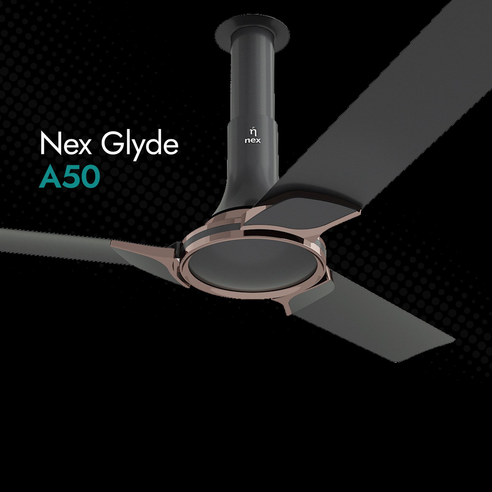 nex Glyde A50 4 Star 1200mm 3 Blade BLDC Motor Ceiling Fan with Remote (Airlfuence Aluminium Blade, Granite Grey)_6