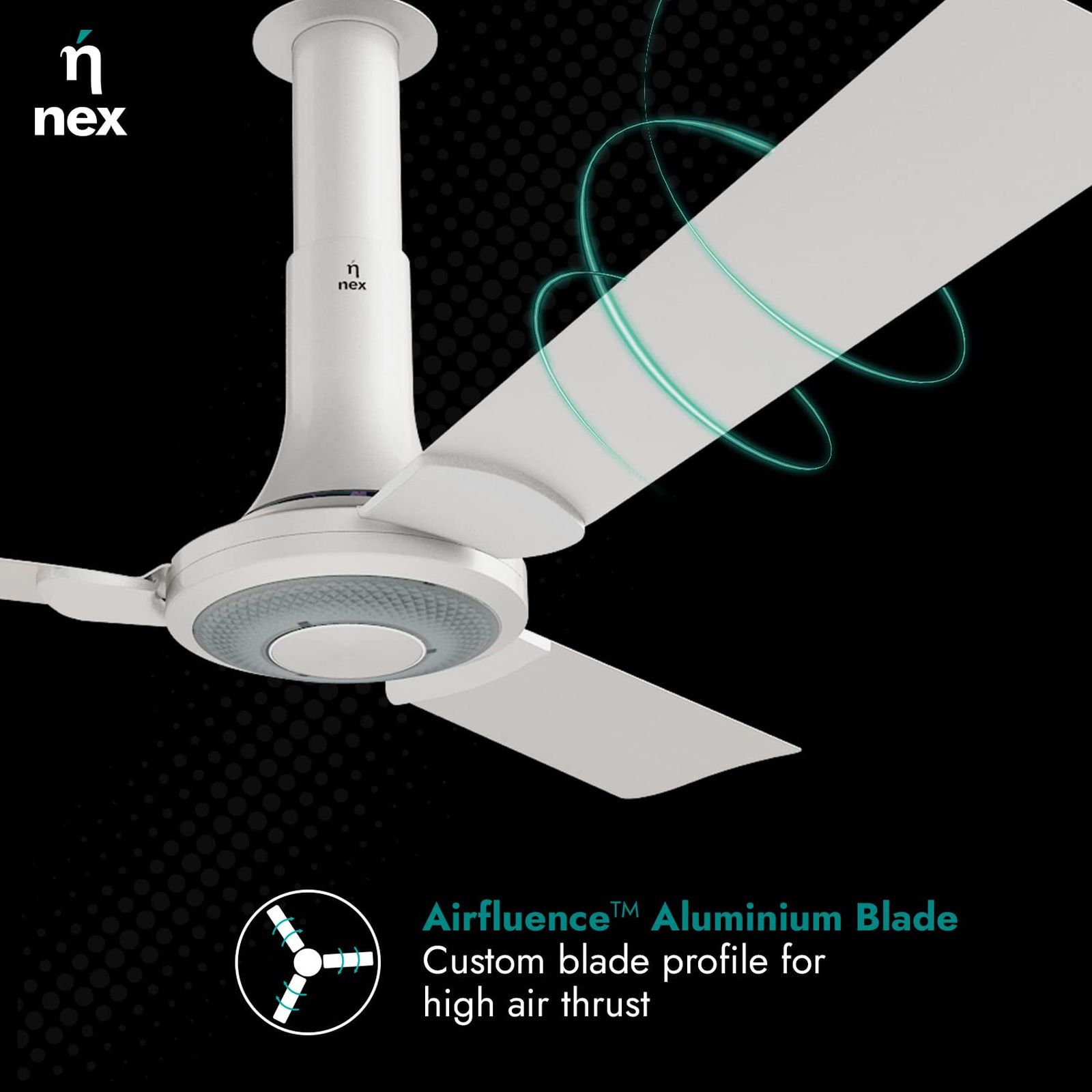 nex Glyde 1200mm 3 Blade Copper Motor Ceiling Fan (High Air Thrust, Snow White) nex Glyde 1200mm 3 Blade Copper Motor Ceiling Fan (High Air Thrust, Snow White)_8