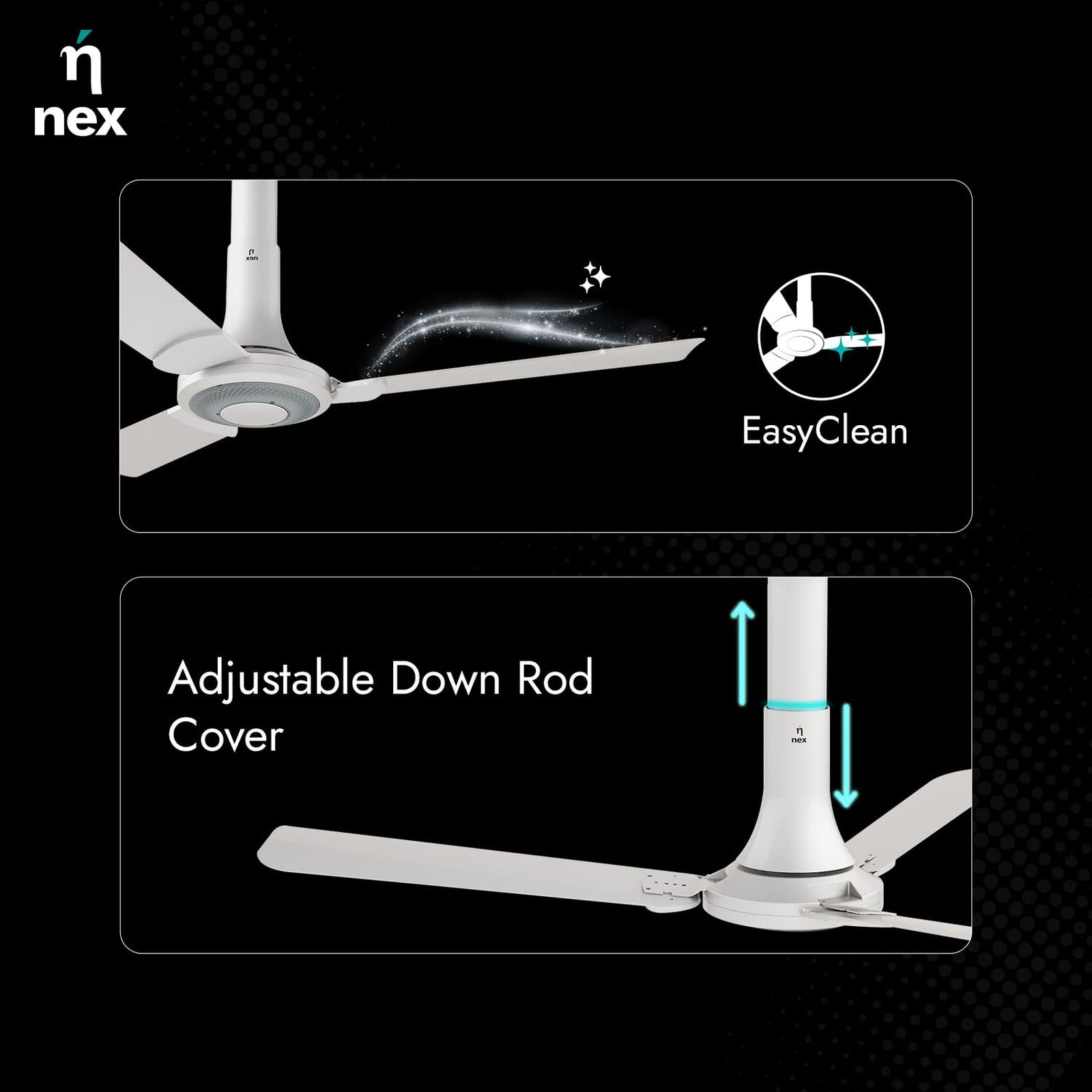 nex Glyde 1200mm 3 Blade Copper Motor Ceiling Fan (High Air Thrust, Snow White) nex Glyde 1200mm 3 Blade Copper Motor Ceiling Fan (High Air Thrust, Snow White)_10