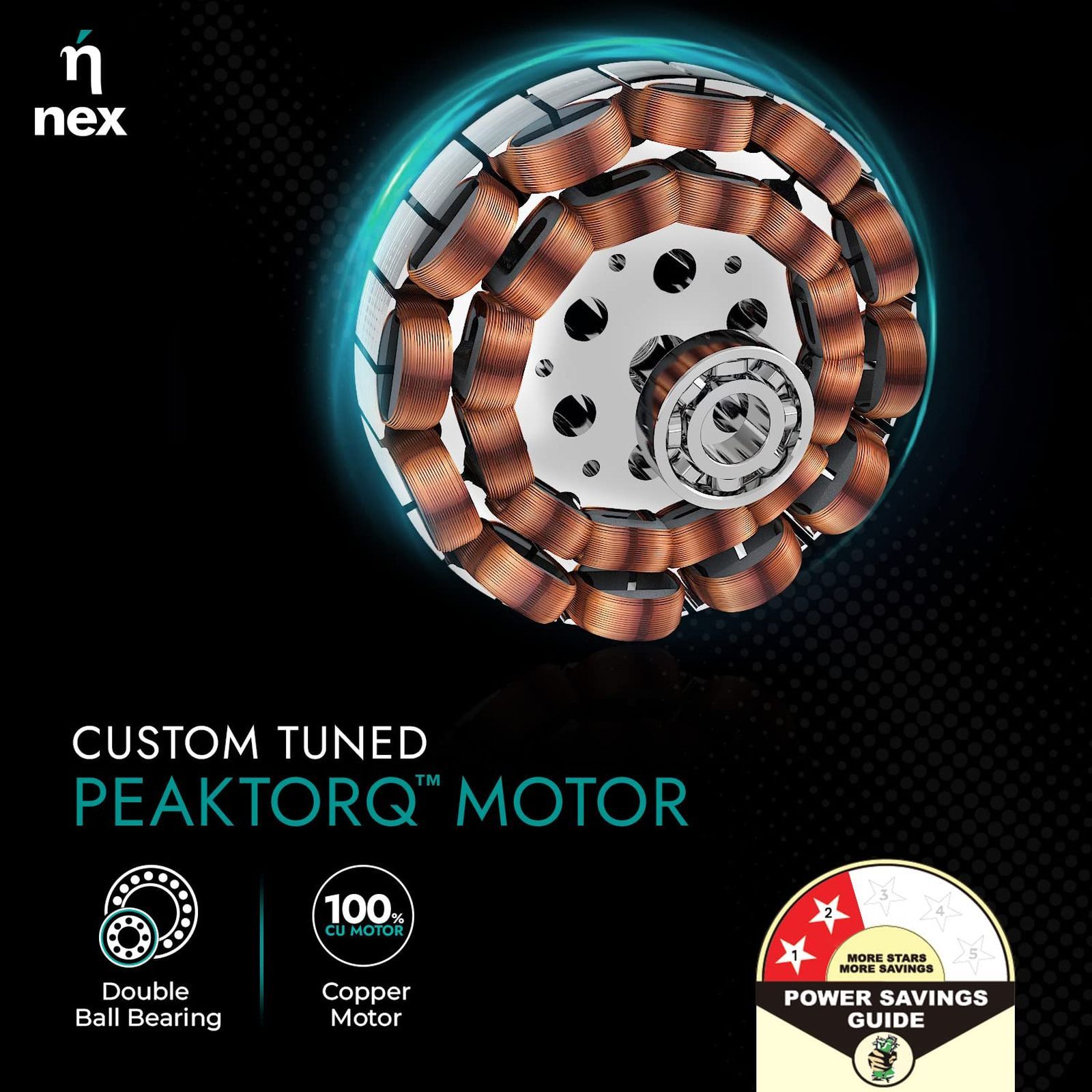 nex Glyde 1200mm 3 Blade Copper Motor Ceiling Fan (High Air Thrust, Snow White) nex Glyde 1200mm 3 Blade Copper Motor Ceiling Fan (High Air Thrust, Snow White)_5