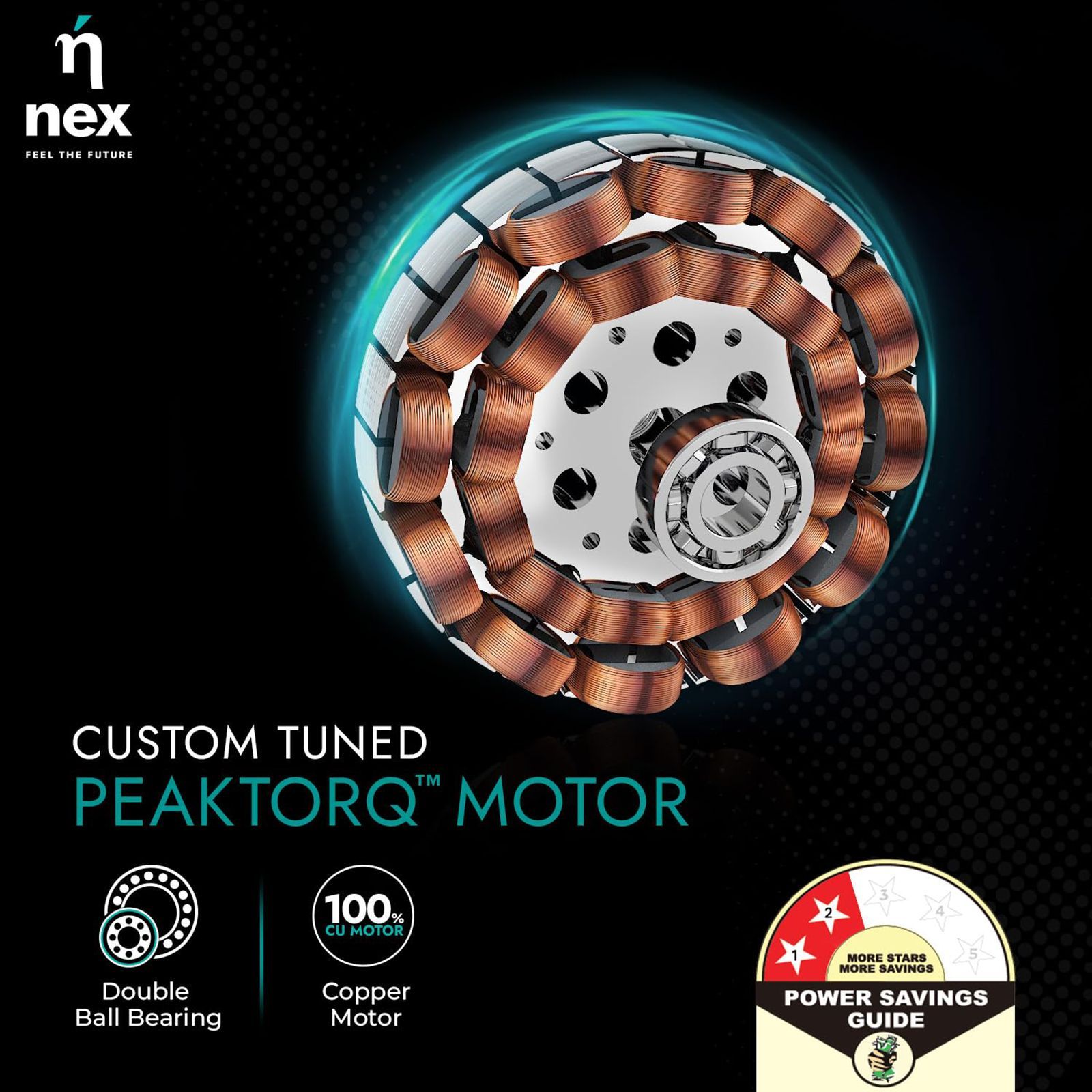 nex Glyde A40 2 Star 1200mm 3 Blade PeakTorq Motor Ceiling Fan with Remote (Dust Resistant, Blush)_9