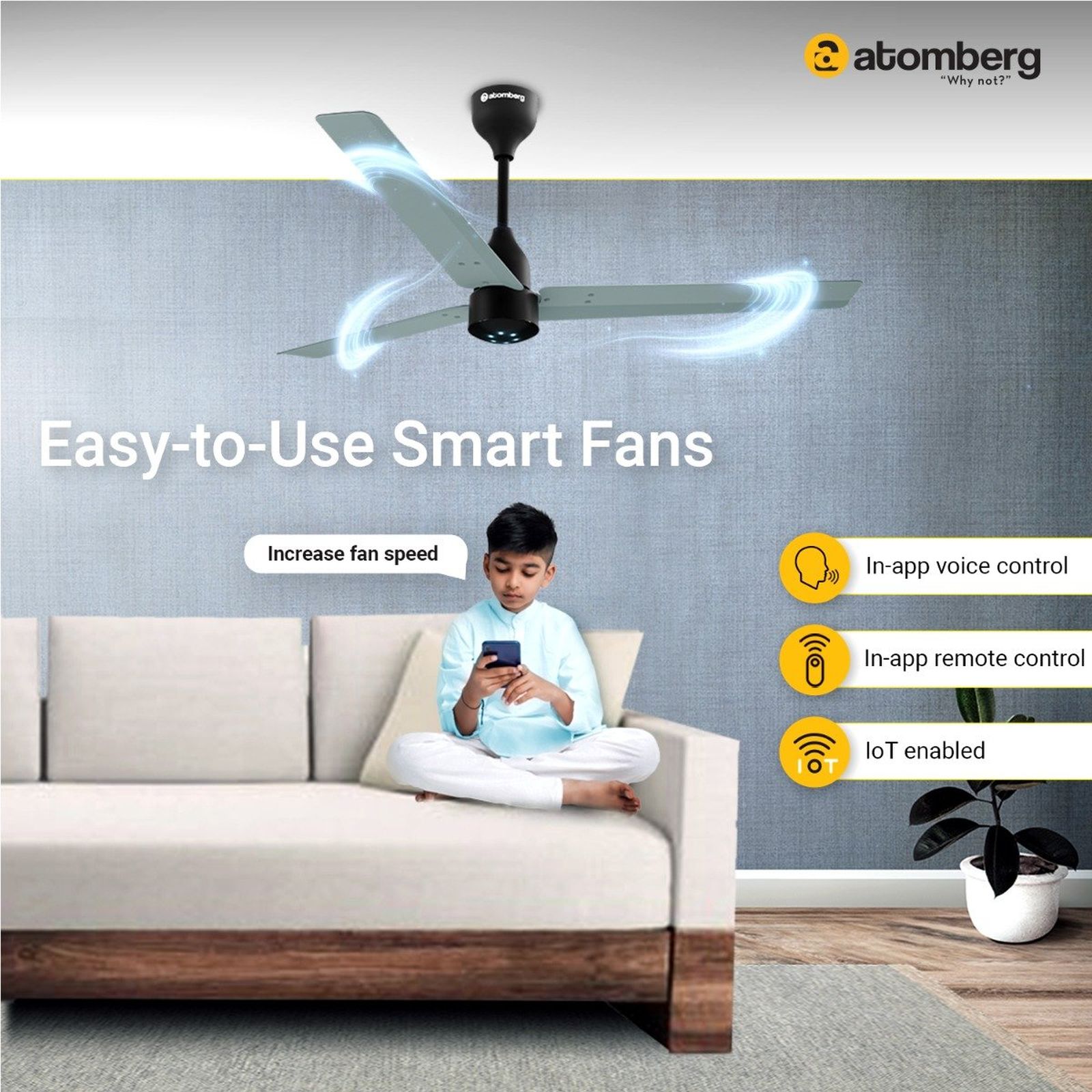 atomberg Renesa Smart 5 Star 1200mm 3 Blade BLDC Motor Smart Ceiling Fan with Remote (Boost Mode, Misty Teal) atomberg Renesa Smart 5 Star 1200mm 3 Blade BLDC Motor Smart Ceiling Fan with Remote (Boost Mode, Misty Teal)_6