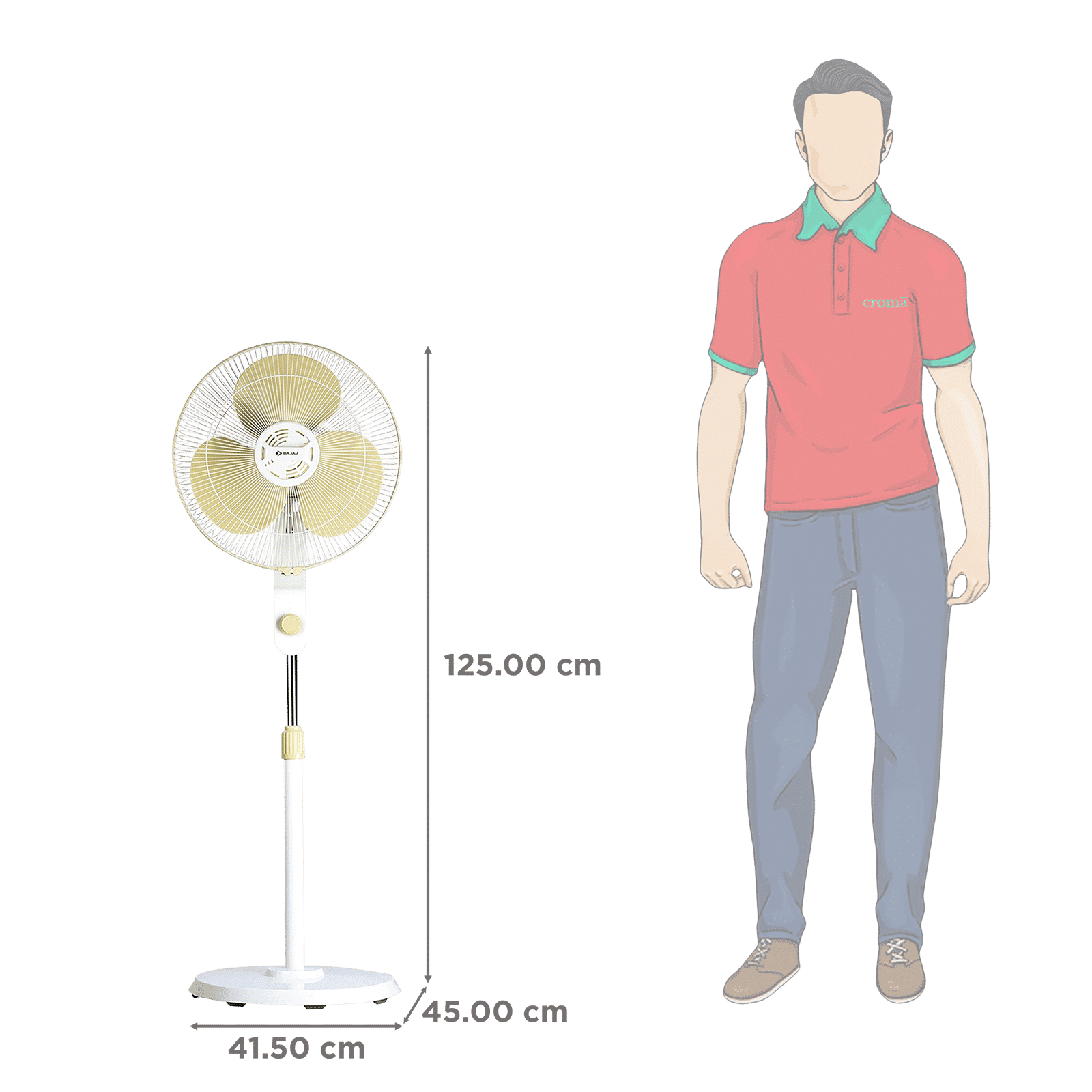 BAJAJ Veloce 400mm 3 Blade Silent Operation Pedestal Fan (Copper Motor, Champagne Fizz)_2