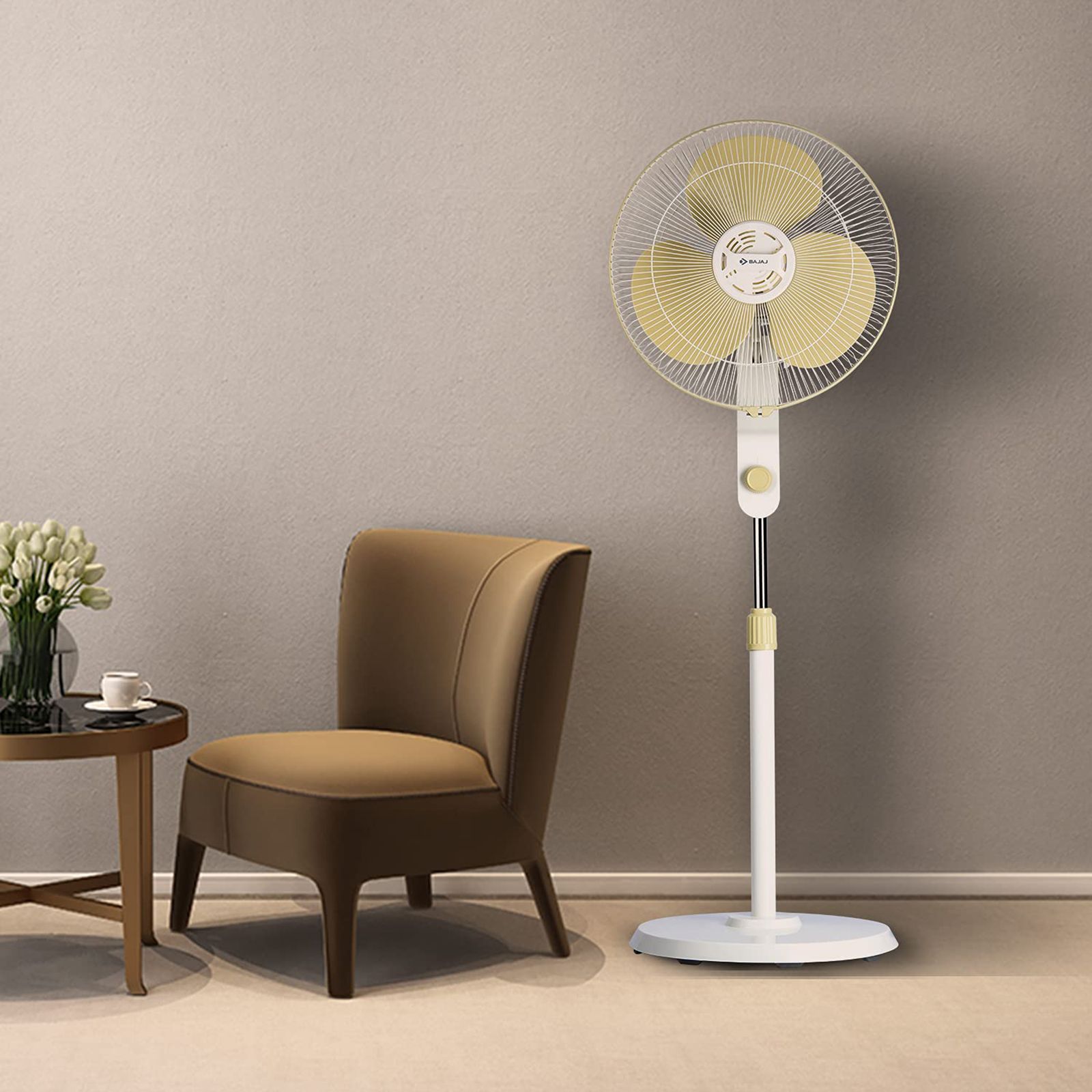 BAJAJ Veloce 400mm 3 Blade Silent Operation Pedestal Fan (Copper Motor, Champagne Fizz)_7