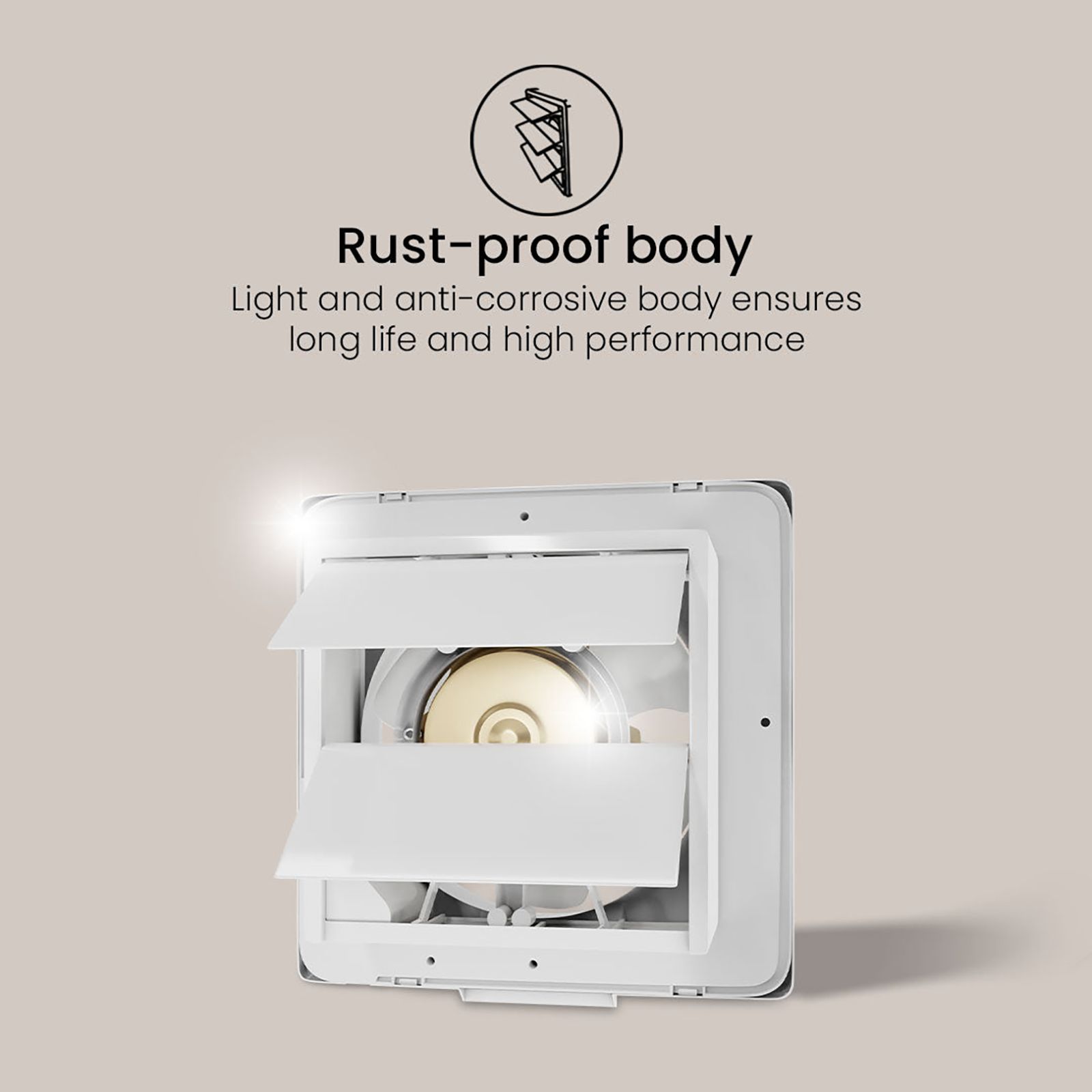 Crompton Brisk Air Plus 6 Inch 150mm Exhaust Fan (Auto Dust Protection Shutters, White) Crompton Brisk Air Plus 6 Inch 150mm Exhaust Fan (Auto Dust Protection Shutters, White)_5
