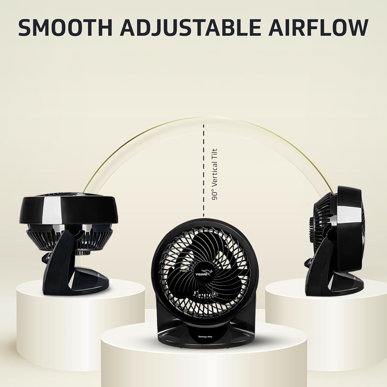 V-GUARD Spinny Pro 180mm 3 Blade Induction Motor Table Fan (90 Degree Tilt Rotation, Black)_11