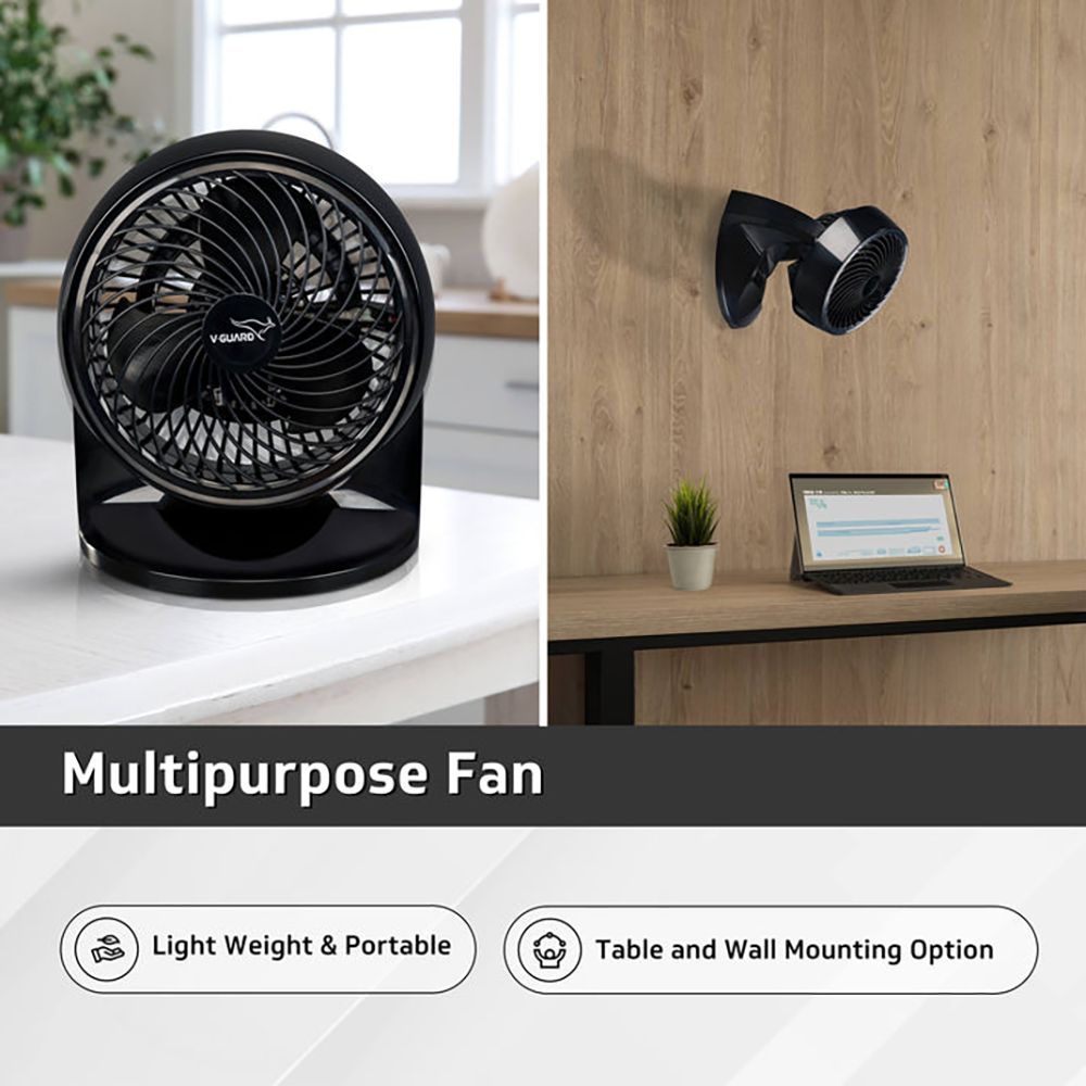 V-GUARD Spinny Pro 180mm 3 Blade Induction Motor Table Fan (90 Degree Tilt Rotation, Black)_14
