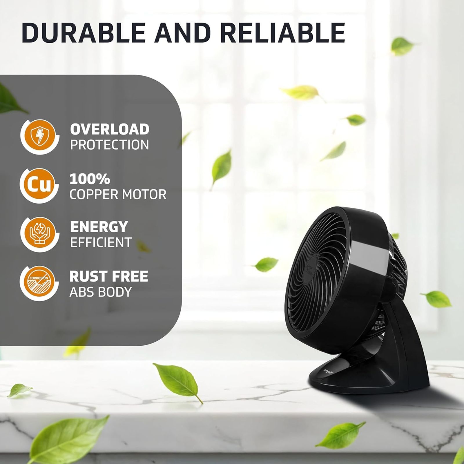 V-GUARD Spinny Pro 180mm 3 Blade Induction Motor Table Fan (90 Degree Tilt Rotation, Black)_18