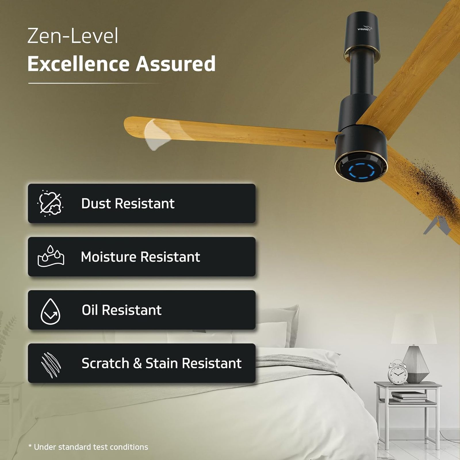 V-GUARD Insight-G 5 Star 1200mm 3 Blade BLDC Motor Ceiling Fan with Remote (UI LED Lights, Choco Gold Wood)_8