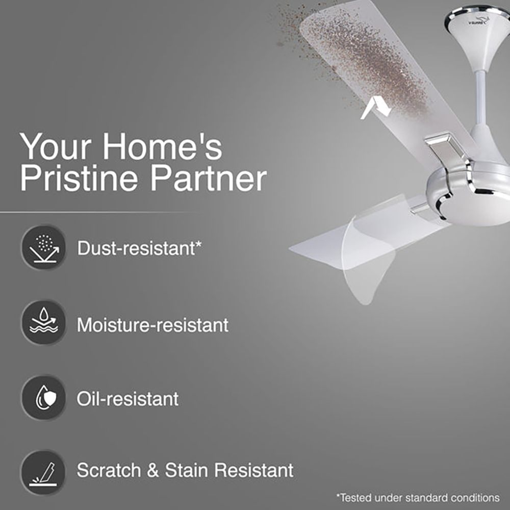 V-Guard Exado Pro AS 1 Star 1200mm 3 Blade Ultra High Speed Ceiling Fan (Anti Dust Technology, Pearl White)_7