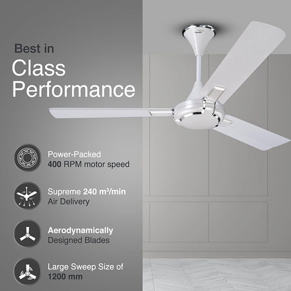 V-Guard Exado Pro AS 1 Star 1200mm 3 Blade Ultra High Speed Ceiling Fan (Anti Dust Technology, Pearl White)_8