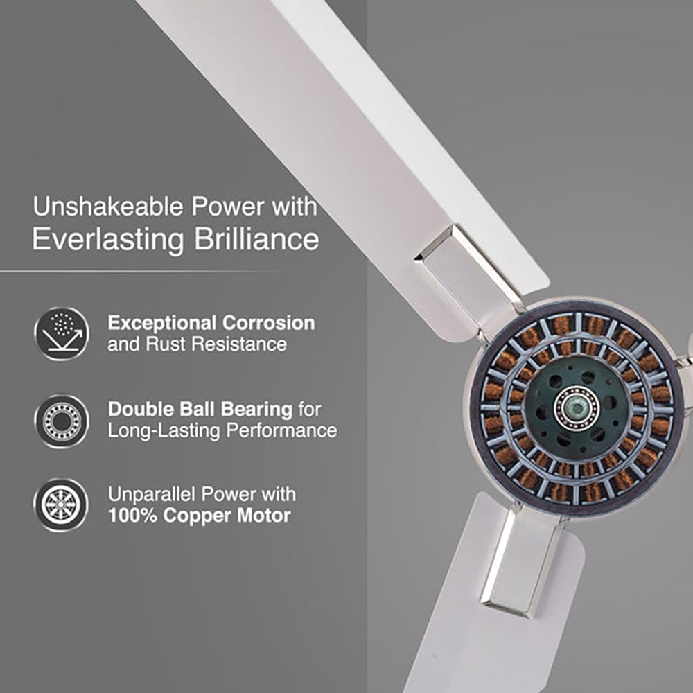 V-Guard Exado Pro AS 1 Star 1200mm 3 Blade Ultra High Speed Ceiling Fan (Anti Dust Technology, Pearl White)_11