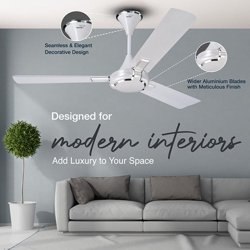 V-Guard Exado Pro AS 1 Star 1200mm 3 Blade Ultra High Speed Ceiling Fan (Anti Dust Technology, Pearl White)_12