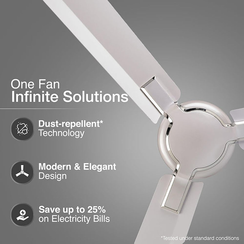 V-Guard Exado Pro AS 1 Star 1200mm 3 Blade Ultra High Speed Ceiling Fan (Anti Dust Technology, Pearl White)_6