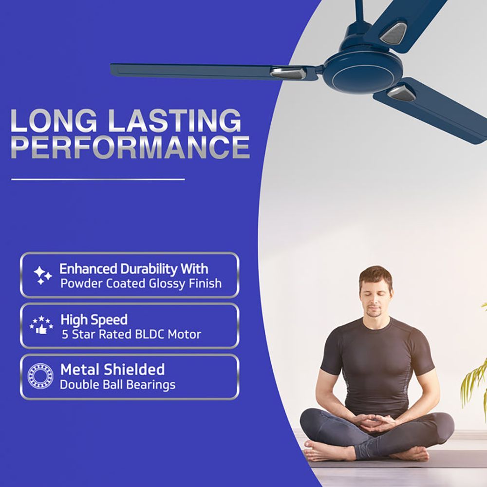 V-Guard Windle Deco AS 1 Star 1200mm 3 Blade Copper Motor Ceiling Fan (Double-shielded Ball Bearing, Admiral Blue)_14