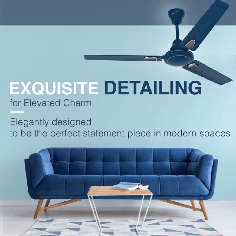 V-Guard Windle Deco AS 1 Star 1200mm 3 Blade Copper Motor Ceiling Fan (Double-shielded Ball Bearing, Admiral Blue)_6