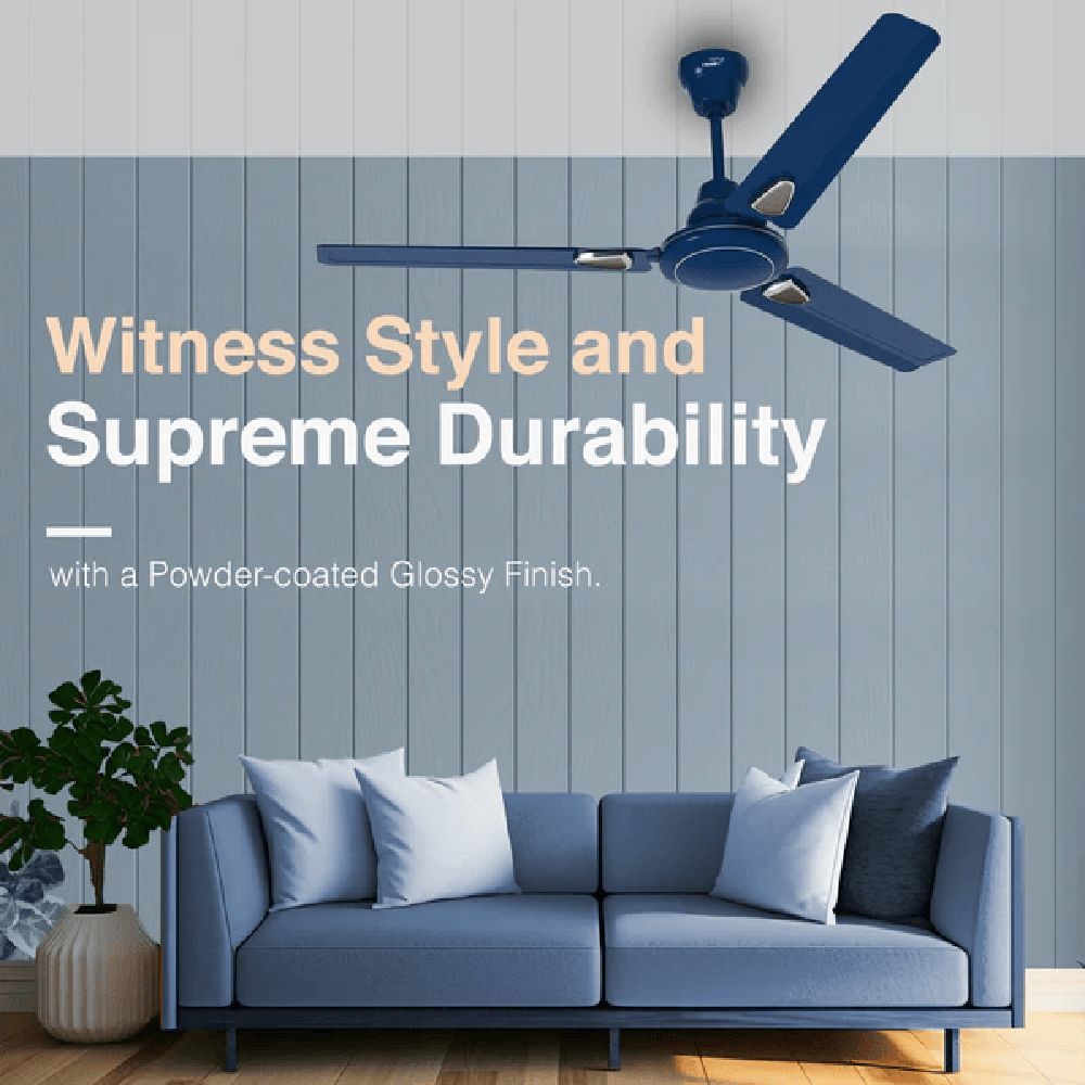 V-Guard Windle Deco AS 1 Star 1200mm 3 Blade Copper Motor Ceiling Fan (Double-shielded Ball Bearing, Admiral Blue)_7