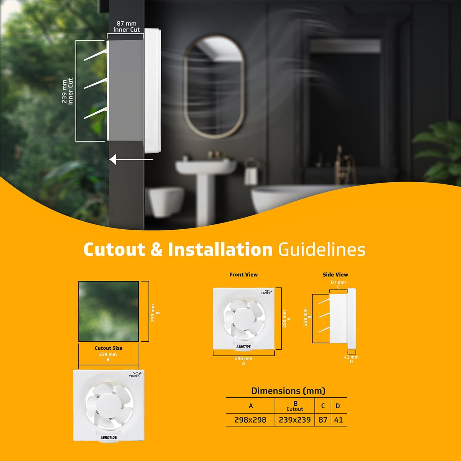 V-GUARD Aerotide 8 Inch 200mm Exhaust Fan (Powerful Copper Motor, White)_8