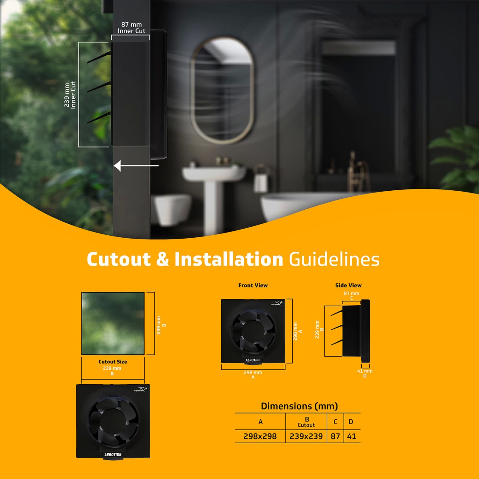 V-GUARD Aerotide 8 Inch 200mm Exhaust Fan (Powerful Copper Motor, Black)_5