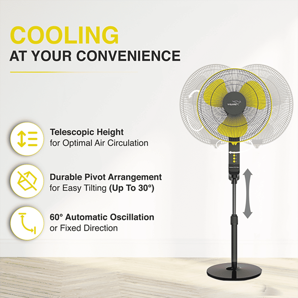 V-Guard Esfera STS Plus 400mm 3 Blade 2-in-1 Convertible Pedestal Fan (Powerful Copper Motor, Yellow & Black) V-Guard Esfera STS Plus 400mm 3 Blade 2-in-1 Convertible Pedestal Fan (Powerful Copper Motor, Yellow & Black)_7