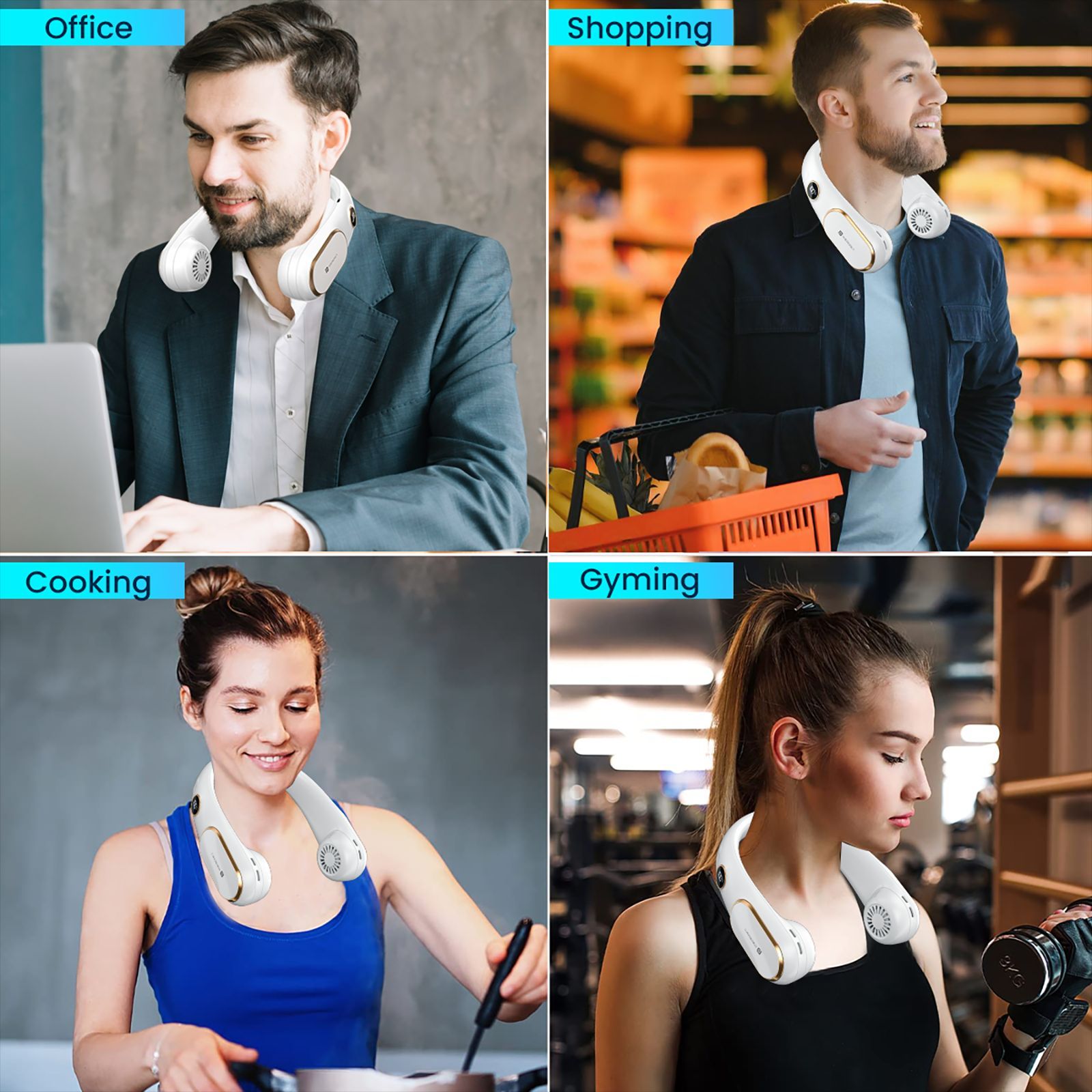 PORTRONICS Go Breeze Rechargeable Neck Fan with 2400 mAh Battery (Intelligent Digital Display, White)_8