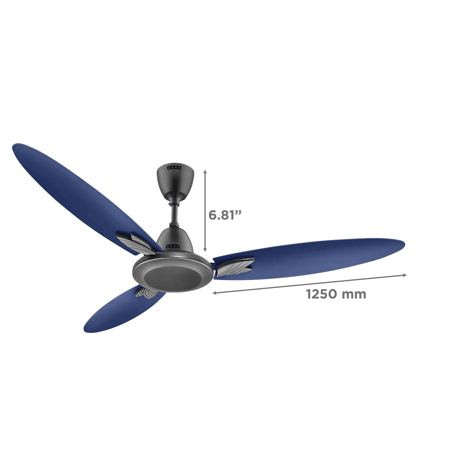USHA Bloom Magnolia 1250mm 3 Blade Copper Motor Ceiling Fan (Dust Resistant, Sparkle Grey and Blue) USHA Bloom Magnolia 1250mm 3 Blade Copper Motor Ceiling Fan (Dust Resistant, Sparkle Grey and Blue)_2