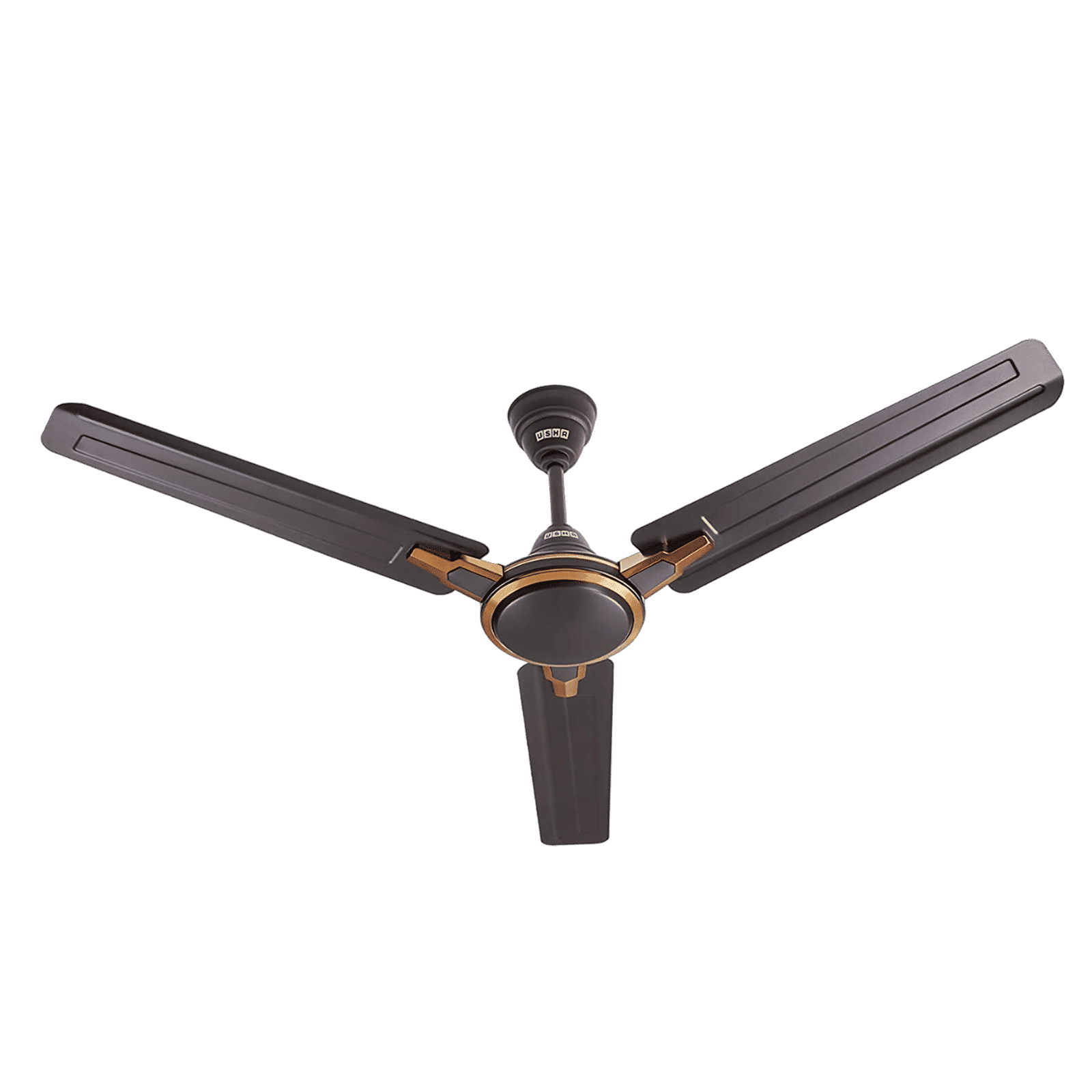 USHA Racer Chrome 1 Star 1200mm 3 Blade Copper Motor Ceiling Fan (High Lift Angle of Blade, Smoke Brown)_6