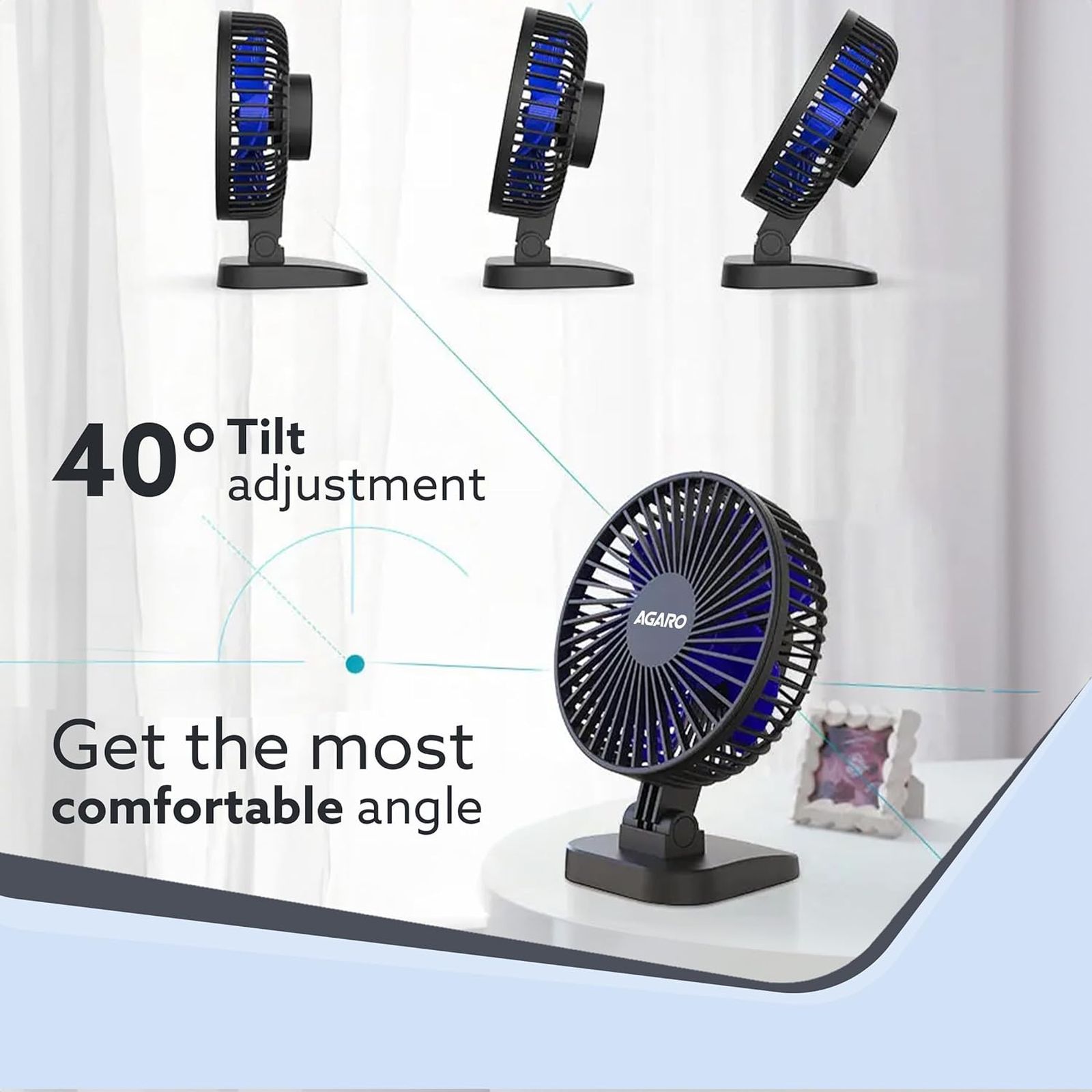 AGARO Breeze 3 Blade Rechargeable Personal Mini Fan (USB Powered, Black) AGARO Breeze 3 Blade Rechargeable Personal Mini Fan (USB Powered, Black)_5